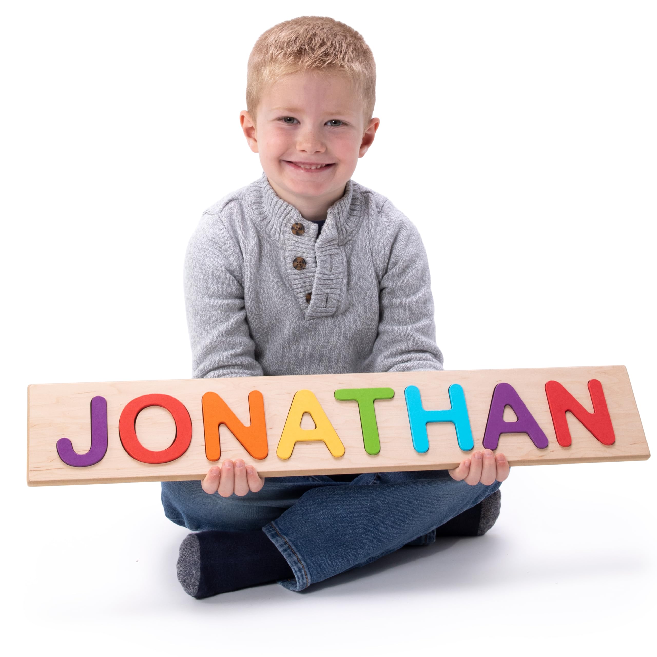 Fat Brain Toys Wooden Personalized Name Puzzles for Toddlers 1-3+, Custom Puzzles, Flat Rate up to 9 Letters