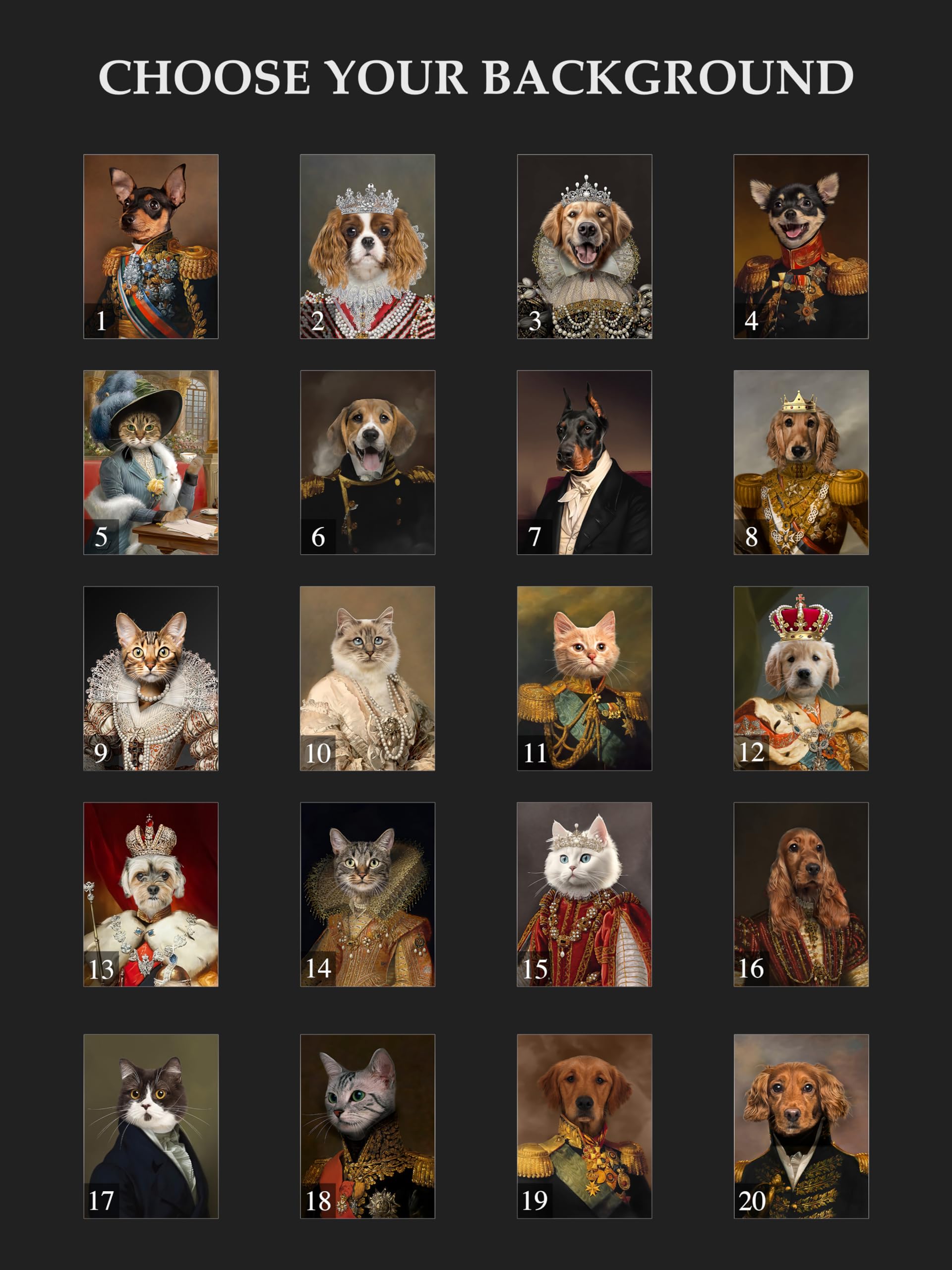 Personalized Canvas Print Personalized Royal Pet Portrait from Photo, Custom Renaissance Pet Portrait Custom Portrait, Custom Royal Portraits, King and Queen Portrait, Funny Pet Portraits (The Count)