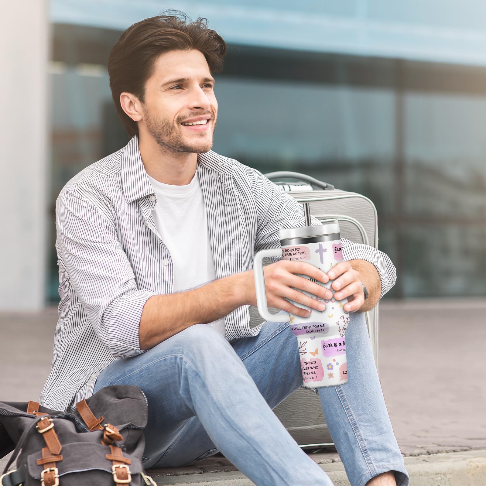 HYMONA Christian Gifts for Women Coffee Tumbler 40Oz - I Am A Child of God Gifts Cups, Inspirational Religious Gifts for Women, Baptism Confirmation Gifts, Catholic Spiritual Faith Bible Verse Gifts