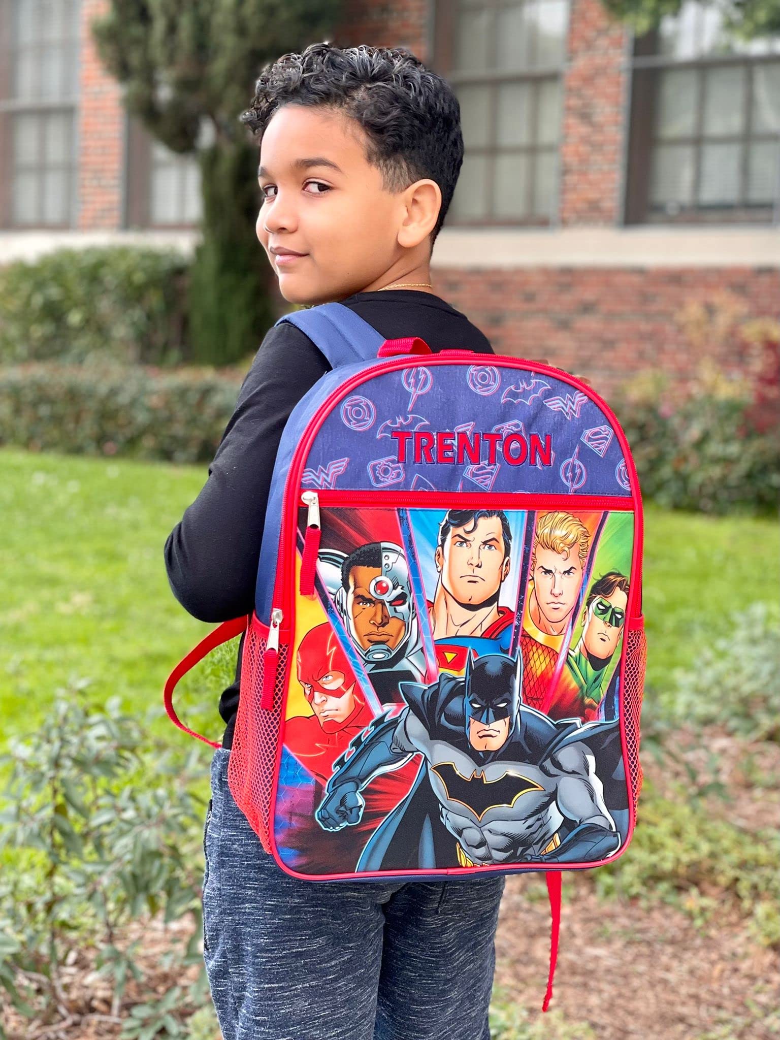 KishKesh Personalization Personalized 16 Inch License School Backpack - DC Justice League