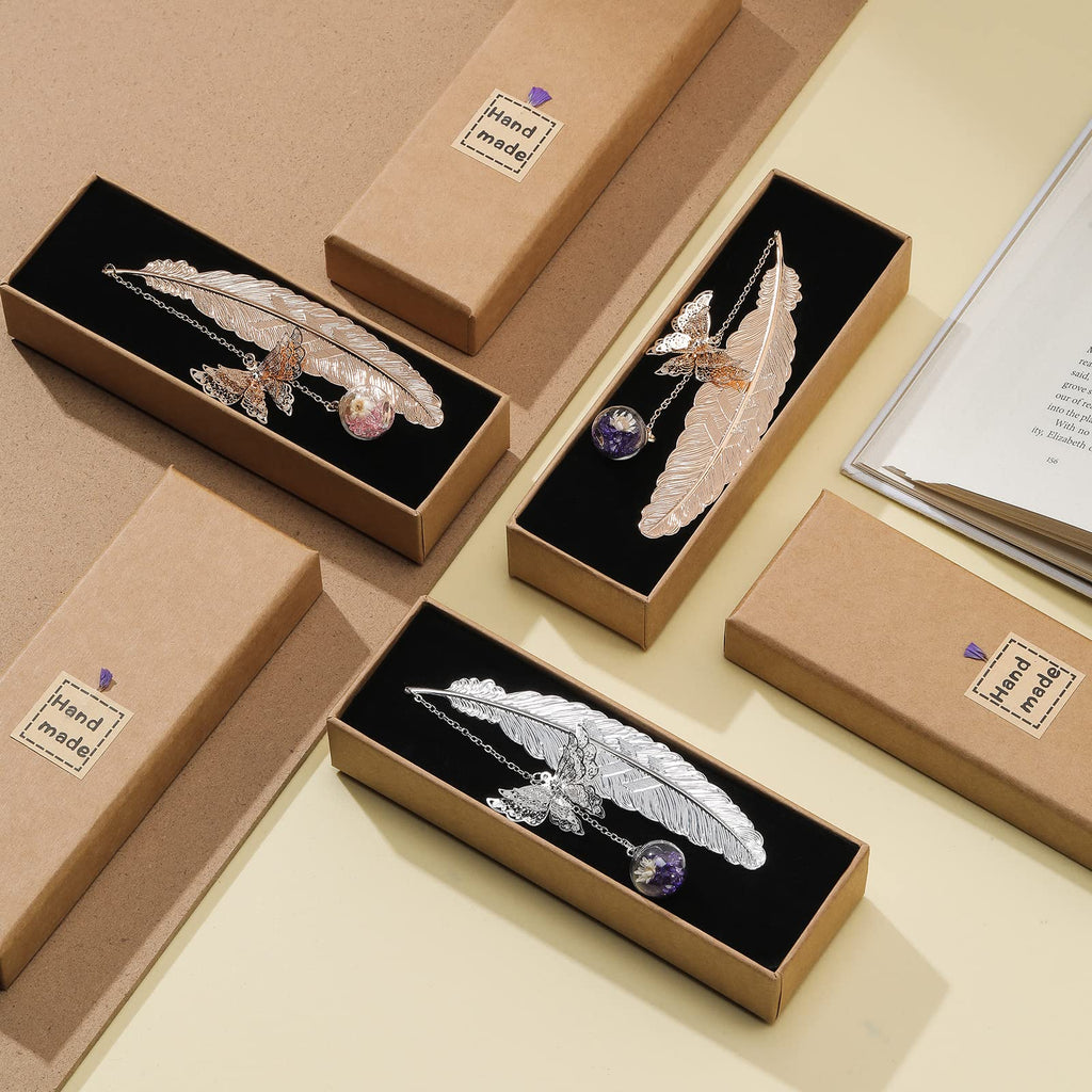 Metal Butterfly Feather Bookmark Valentine's Day Mothers Day Gifts Teacher Appreciation Gifts for Women,End of Year Teacher Gifts Birthday Gifts Bookmarks for Women Grils Mom Readers Book Lovers