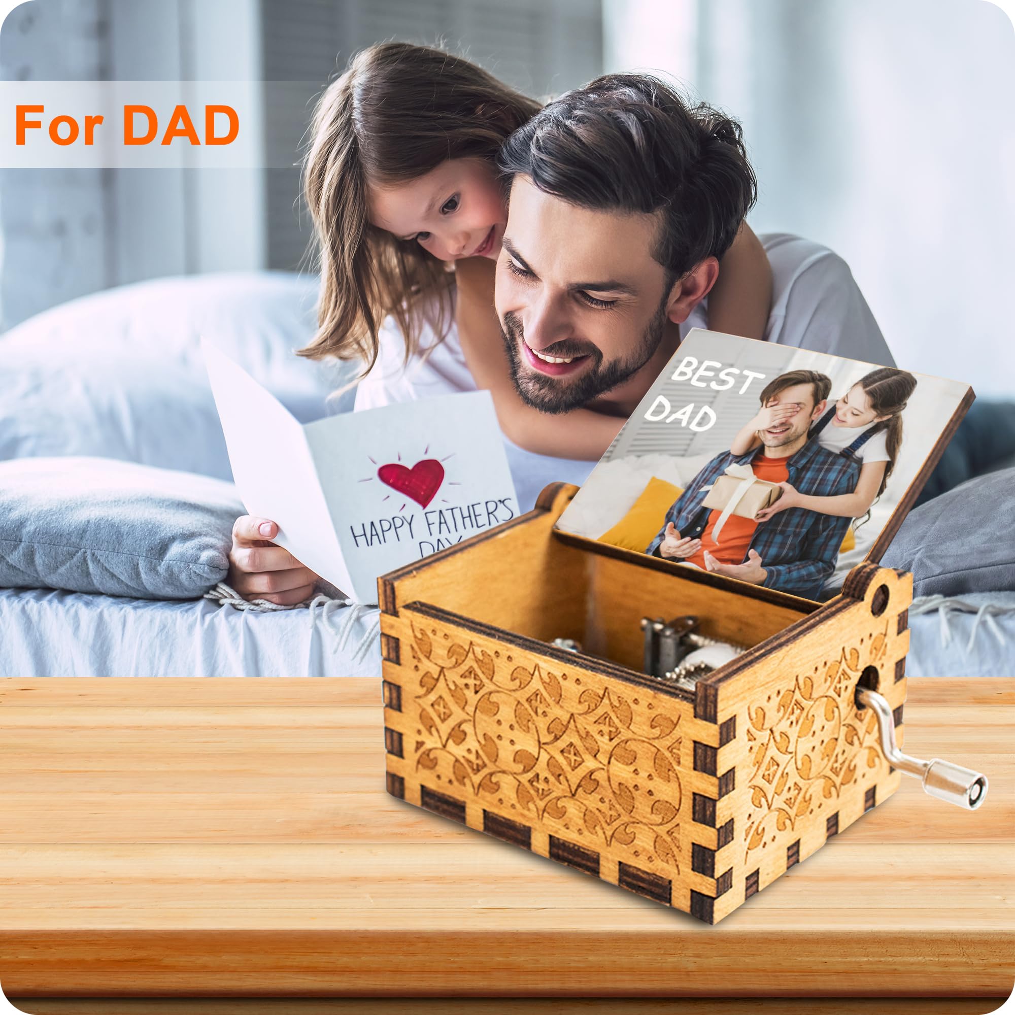 Custom Music Box Gifts for Woman Men Personalize Hand Crank Wooden Musical Boxes, Add Your Photo Name LOGO Image Suitable for Birthday Christmas Thanksgiving Mother's Day Keepsake
