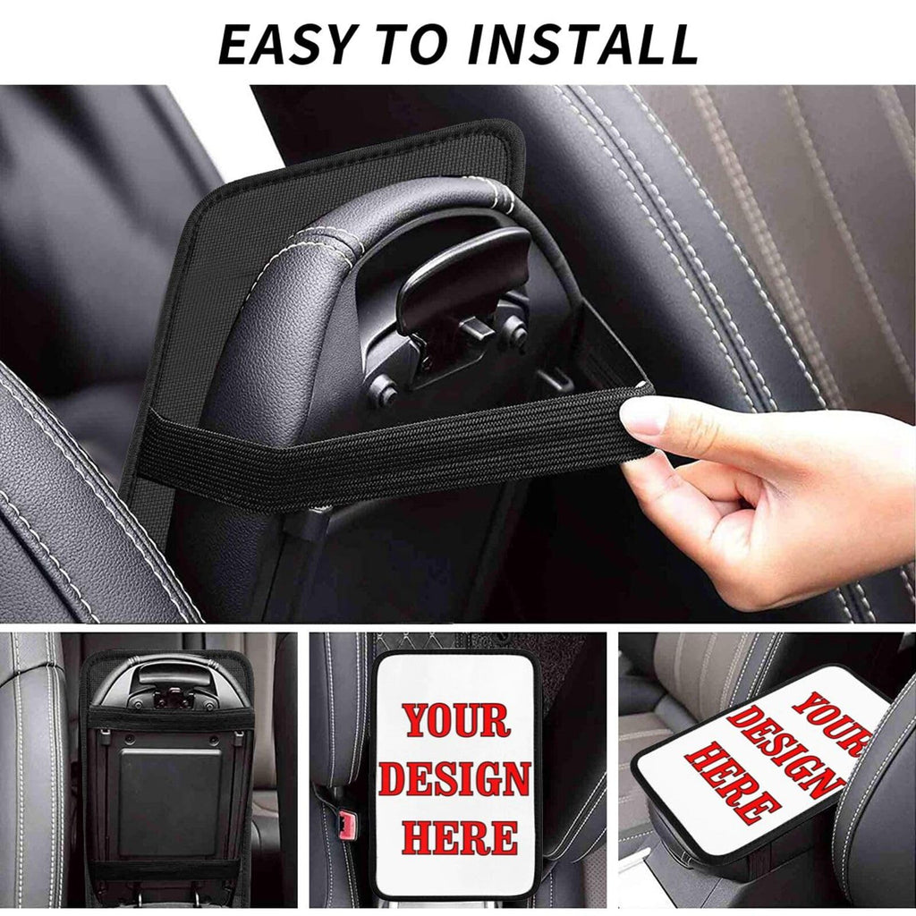 Custom Car Armrest Cushion Add Your Logo Text Image Photo Custom Personalise Auto Center Console Armrest Pad Cushion Universal Deco Pad Center Console Cover for Car Seat Handrail Box 7.5x12.6in