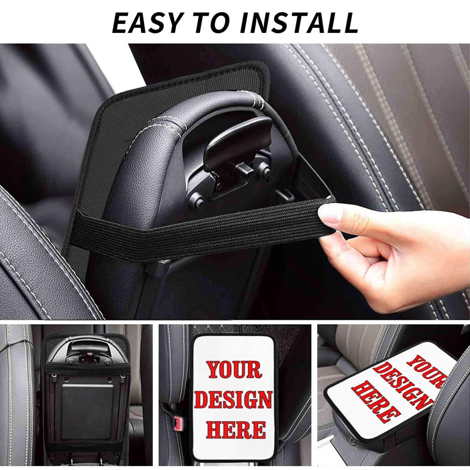 Custom Car Armrest Cushion Add Your Logo Text Image Photo Custom Personalise Auto Center Console Armrest Pad Cushion Universal Deco Pad Center Console Cover for Car Seat Handrail Box 7.5x12.6in