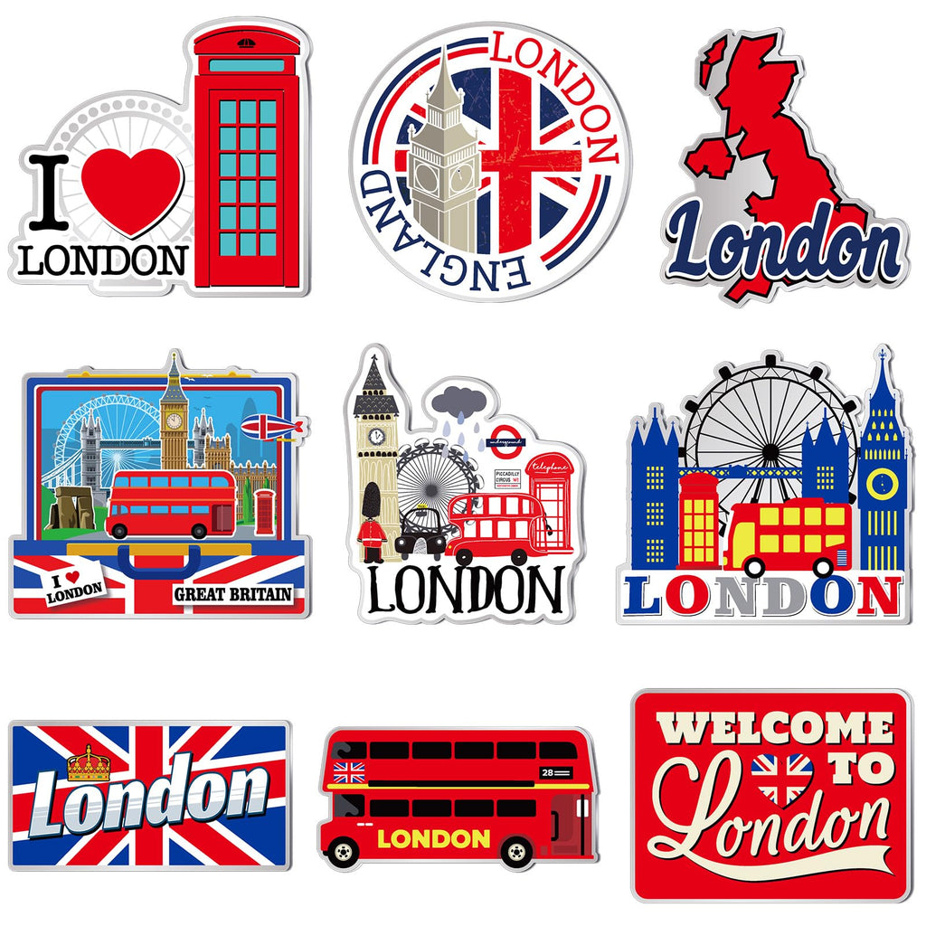 Tellegloww 18 Pcs London Fridge Magnet Magnetic Refrigerator Stickers Metal Magnet London Souvenirs Gifts Refrigerator Magnets Home Decoration Accessories