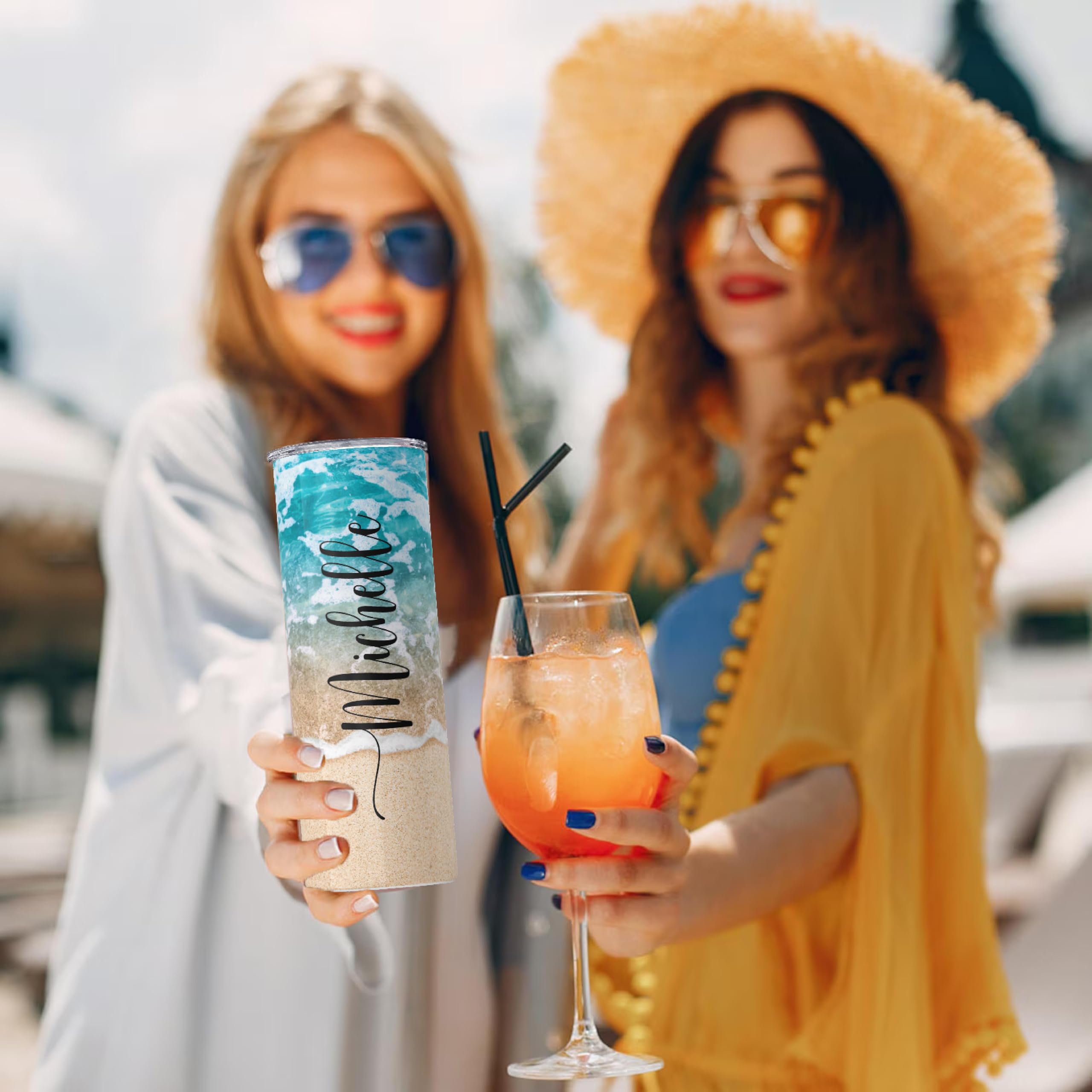 Beach Tumbler | Personalized Tumblers With Name | 20oz Stainless Steel Tumblers | Bridesmaid Gifts | Travel Cup | Custom Tumbler | Personalized Gifts | Beach | Custom Cups