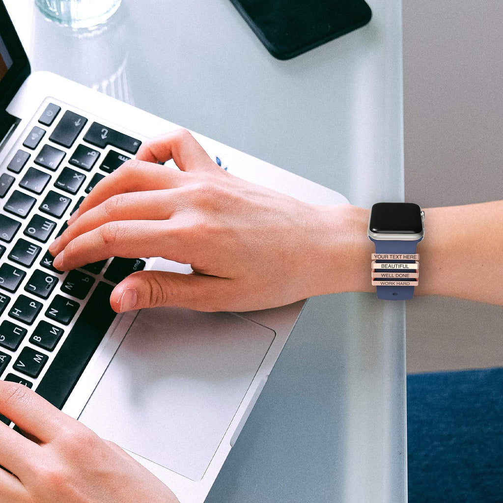 Callancity 4pcs/Set Custom Watch Band Charms Personalized Decorative Ring Loops Compatible for Apple Watch Series 8/7/6/5/4/3/2/1(No Band)