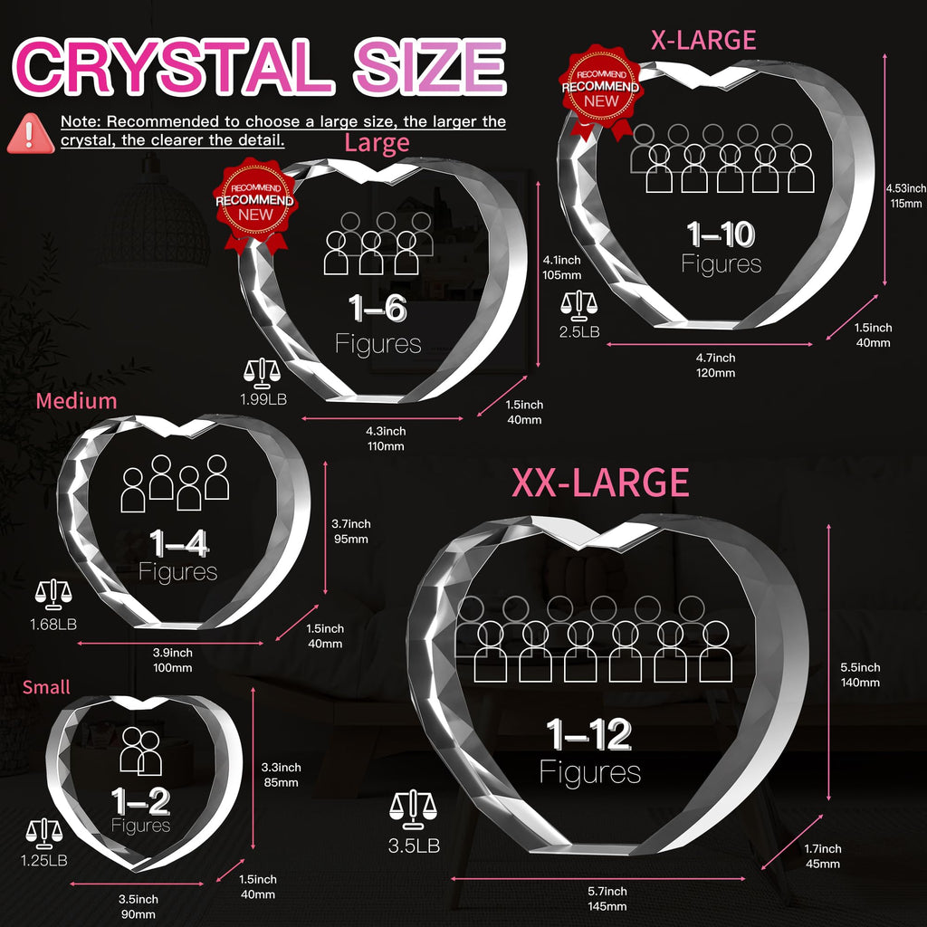 3D Crystal Photo, Great Christmas Personalized Gifts for Women, Wife, Her, Him, Mom, Dad, Men, Husband, 3D Laser Etched Glass Picture, Customized Xmas Anniversary Couple Birthday and Pet Gifts