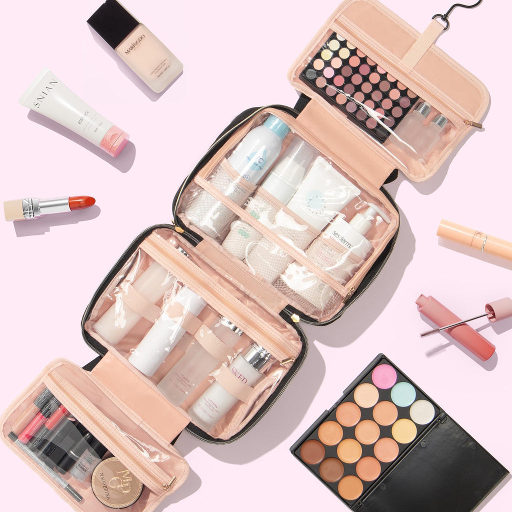 Gifts for Women - Initial Toiletry Bag & Makeup Bag Hanging Travel Organizer Cosmetic Bag with Embroidery Letter Personalized Birthday Valentines Day Gift for Mom Sister Teacher Her Wife Friend Auntie