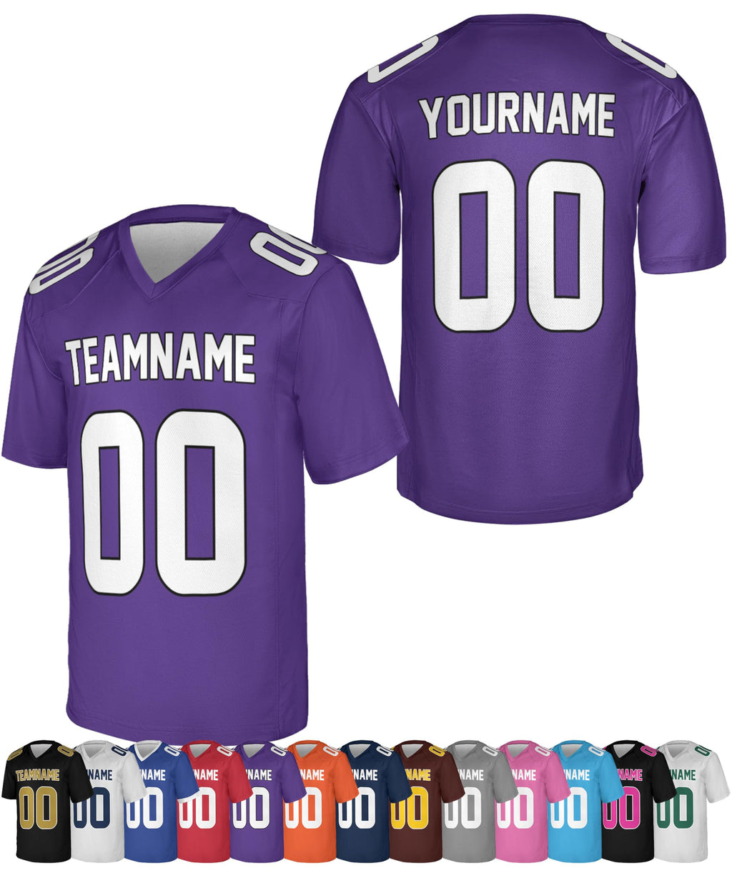 Custom Football Jersey for Men Women – Add Your Team Name Number Logo Personalized Adult Sports Shirt Customized Practice Football Uniform Purple/White