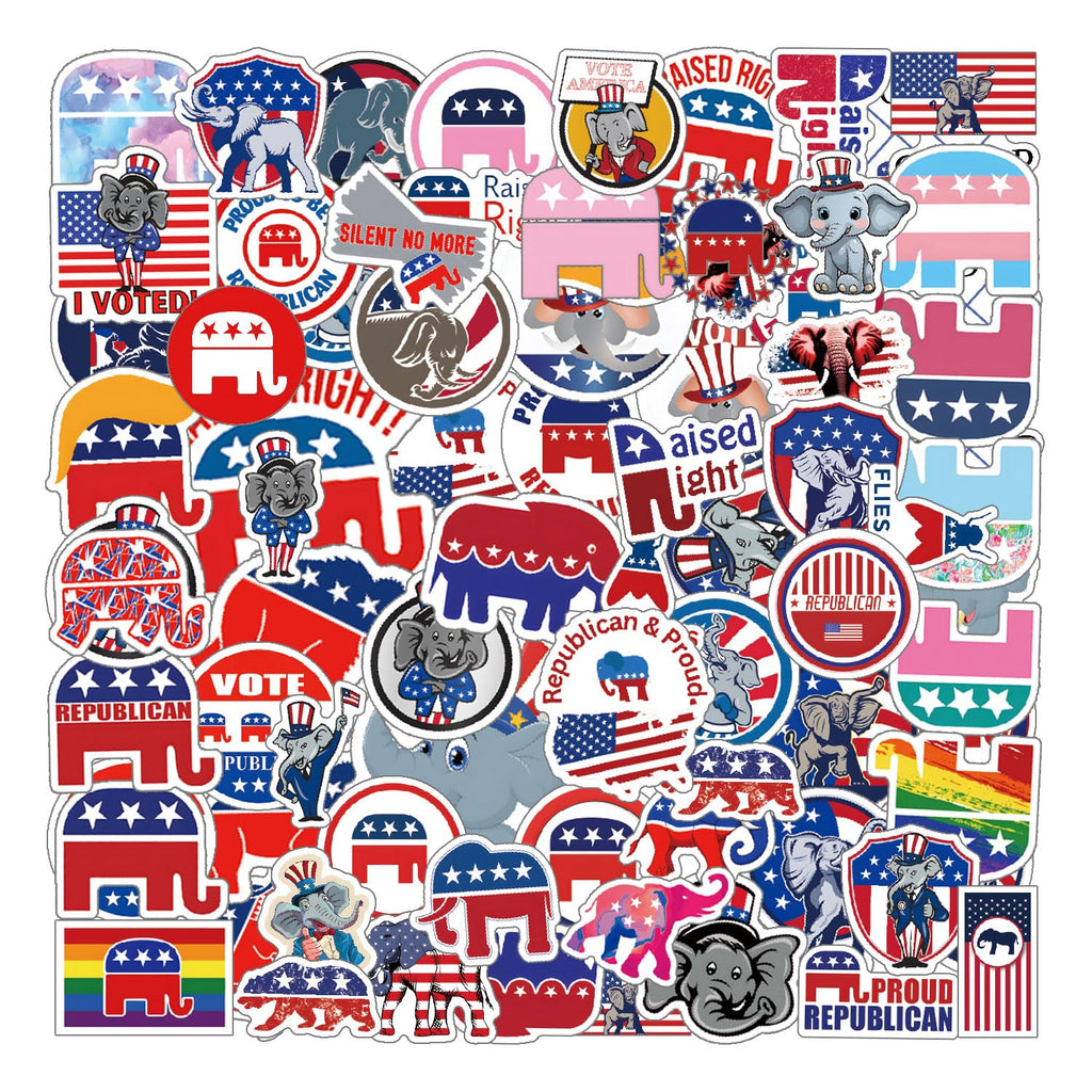 60pcs Republican Elephant Sticker Political Stickers, Waterproof Vinyl Sticker Decals, for Kids Girls Boys Teens Adults for Water Bottles Laptop Suitcase for Birthday Party Supplies Decoration Favors