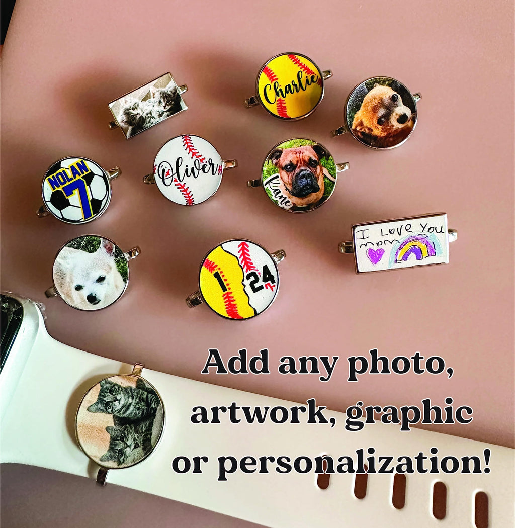Personalized Custom Watch Band Charm Photo Compatible with Apple Watch Samsung Fitbit 20mm 22mm 38mm 40mm 41mm 42mm 44mm 45mm 49mm Band Strap (Circle)