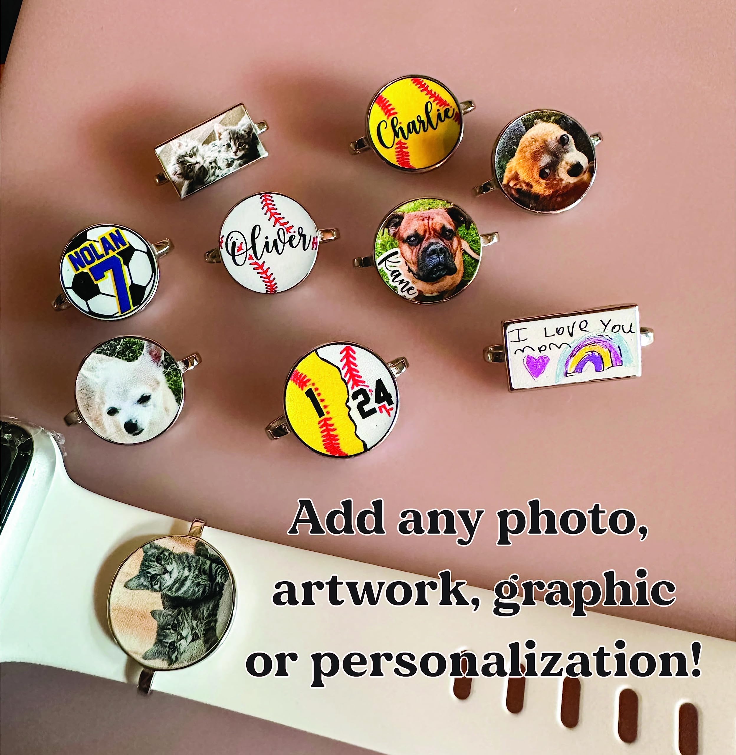 Personalized Custom Watch Band Charm Photo Compatible with Apple Watch Samsung Fitbit 20mm 22mm 38mm 40mm 41mm 42mm 44mm 45mm 49mm Band Strap (Circle)