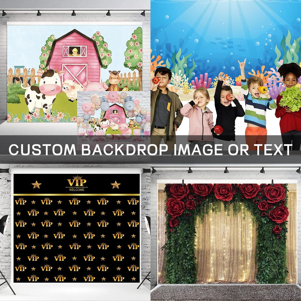 10x8ft Custom Backdrop Personalized Customized Photography Background Customized Your Own Image Picture Text Logo Kids Birthday Baby Shower Wedding Anniversary Party Decorations Banner