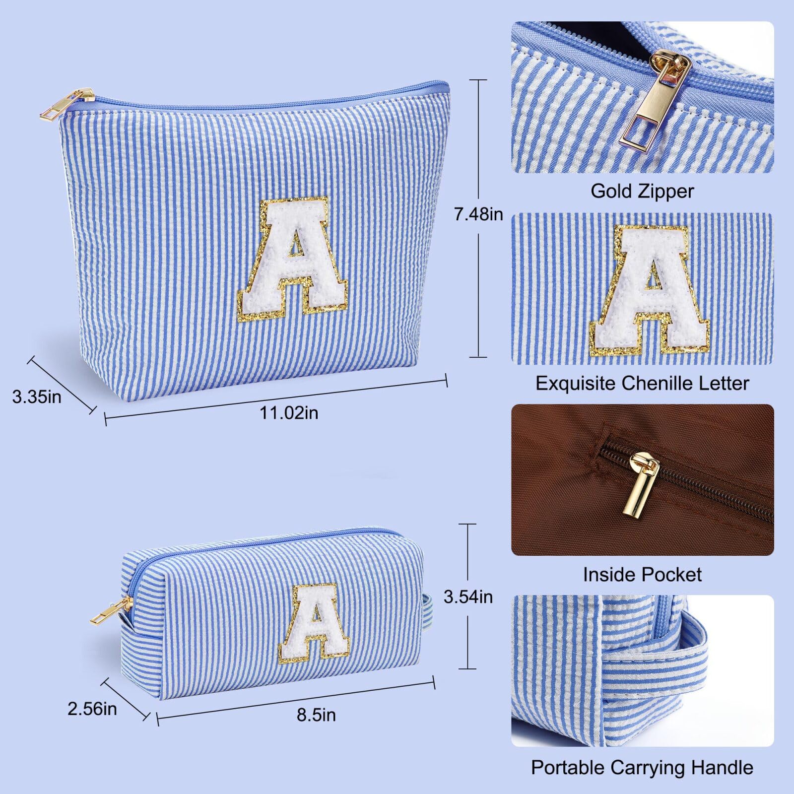 YOOLIFE Personalized Makeup Bag for Women, Initial Make Up Bag Travel Makeup Bag for Women Mom Birthday Gifts Cosmetic Bag Makeup Bag Birthday Gifts for Women Niece Gifts Teen Girl Gift for Her E