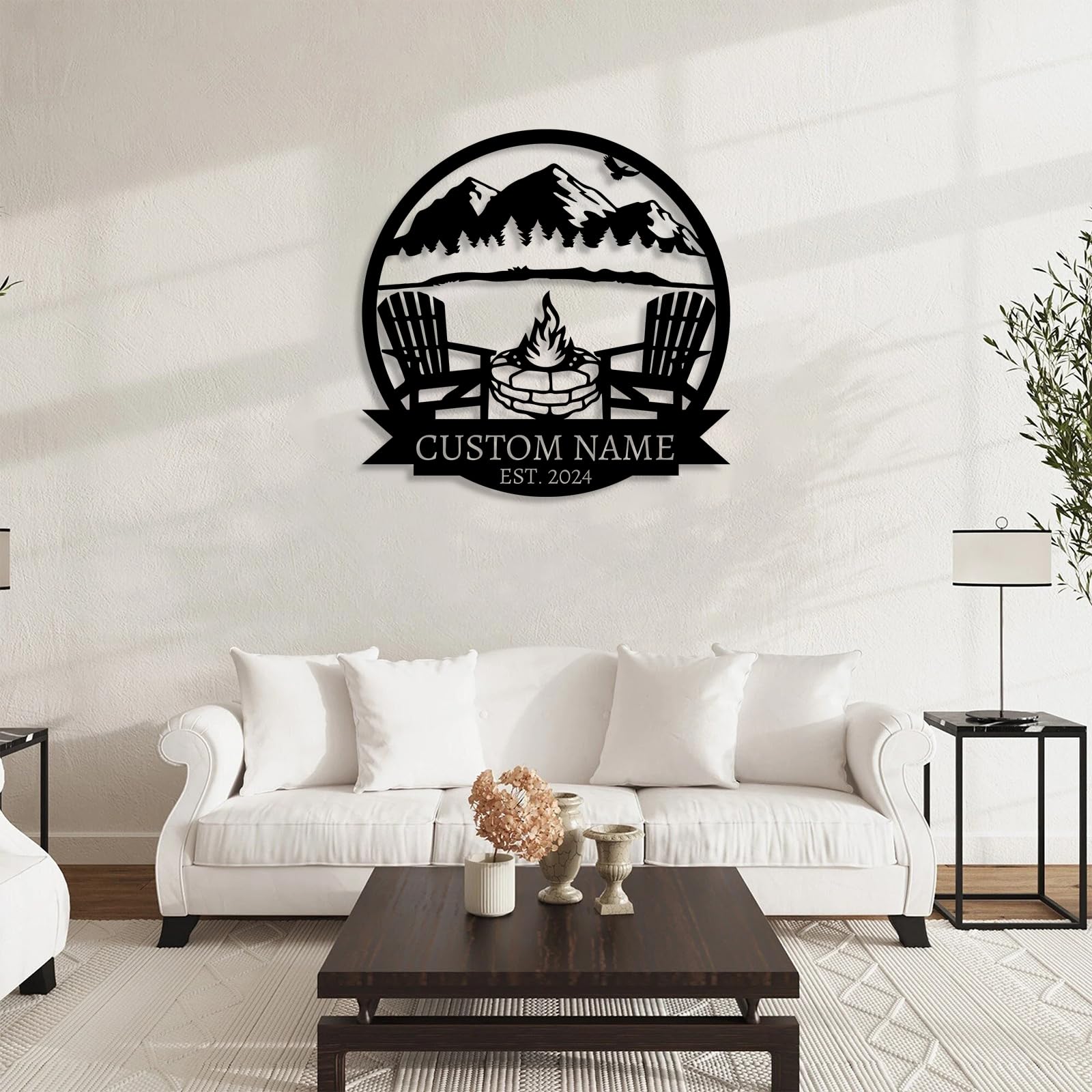 Dyoart Personalized Camping Signs | Custom Metal Sign | Custom Mountain Campfire Sign | Custom Signs Outdoor Metal | Family Name Sign | Personalized Campfire Name Sign | Metal Wall Art | Camping Signs