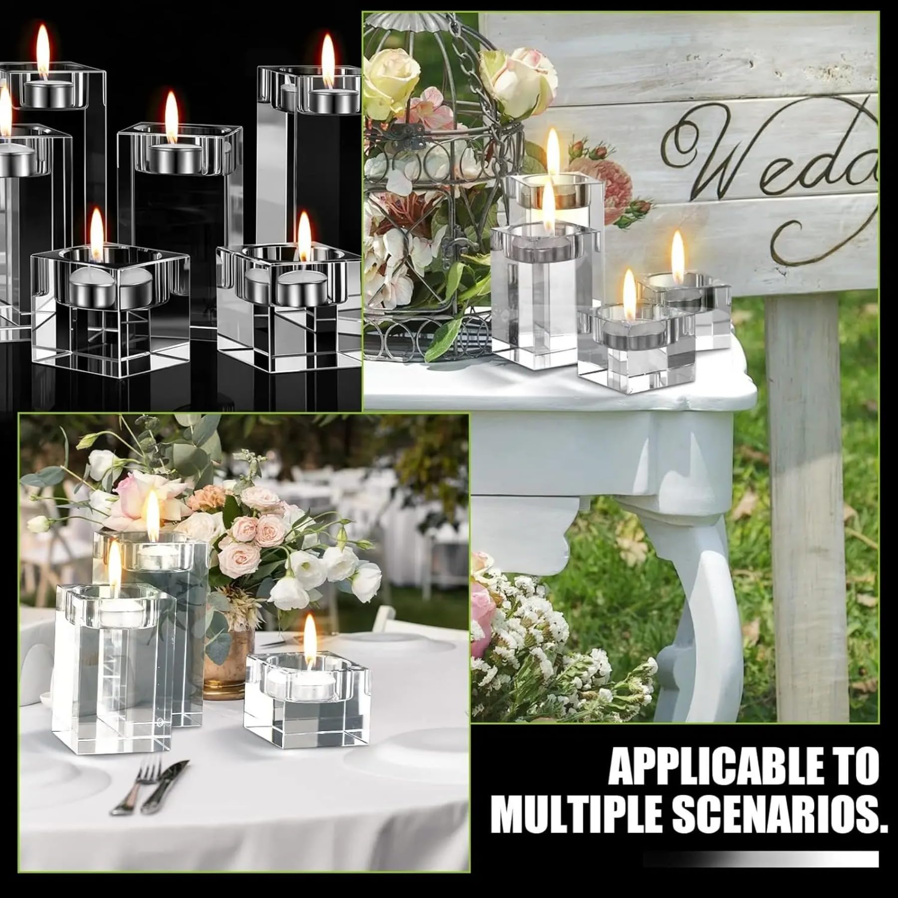 Custom Personalized 3D Laser Engraved Photo Picture K9 Crystal Candle Holder Stand Personalized Photo Engraved Crystal Candelabra (5x5x8cm)