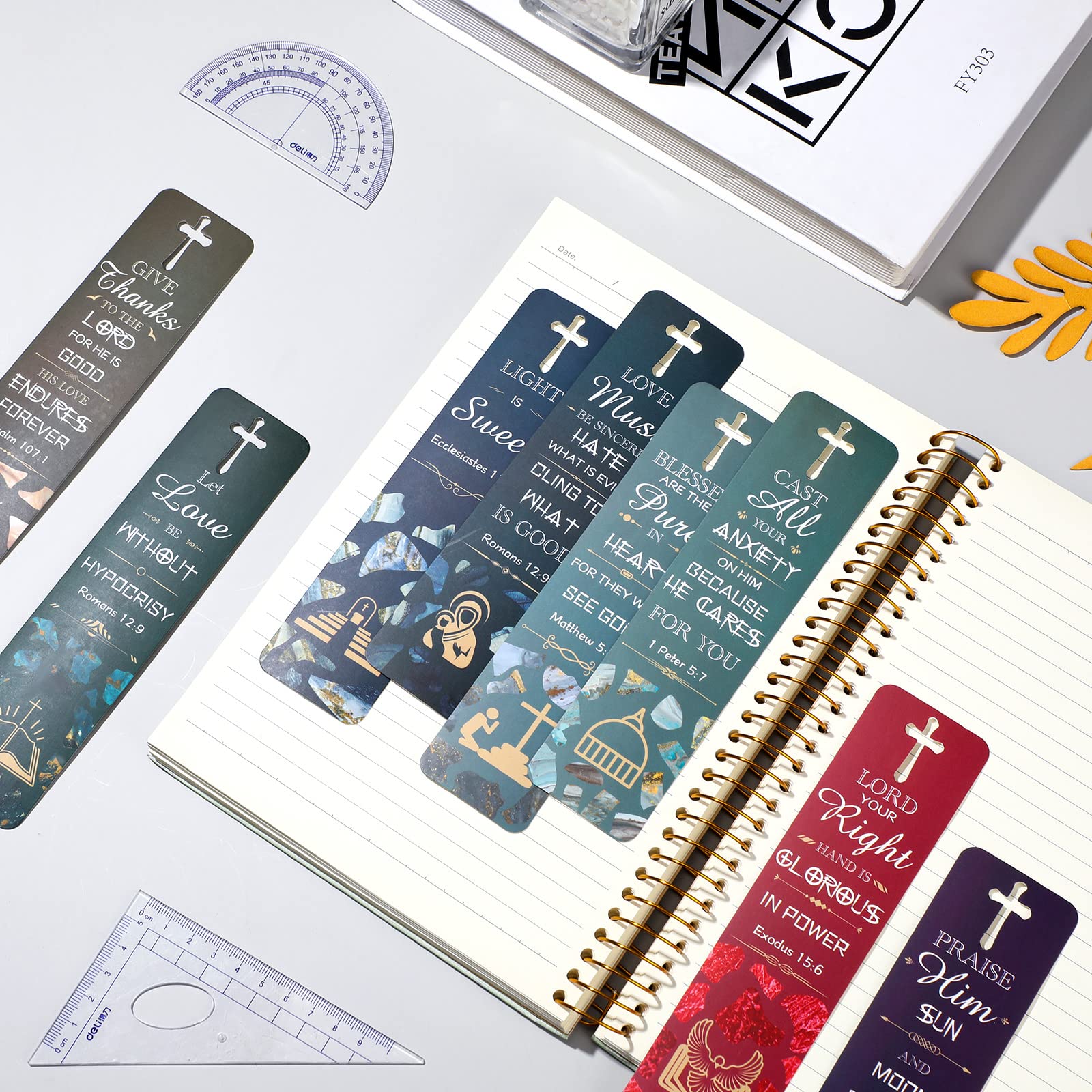 120 Pieces Bible Verses Bookmarks with Hollow Cross Christian Bookmarks for Church Gifts Inspirational Book Markers Religious Bookmarks Gifts Reading Reward Scripture, 30 Style