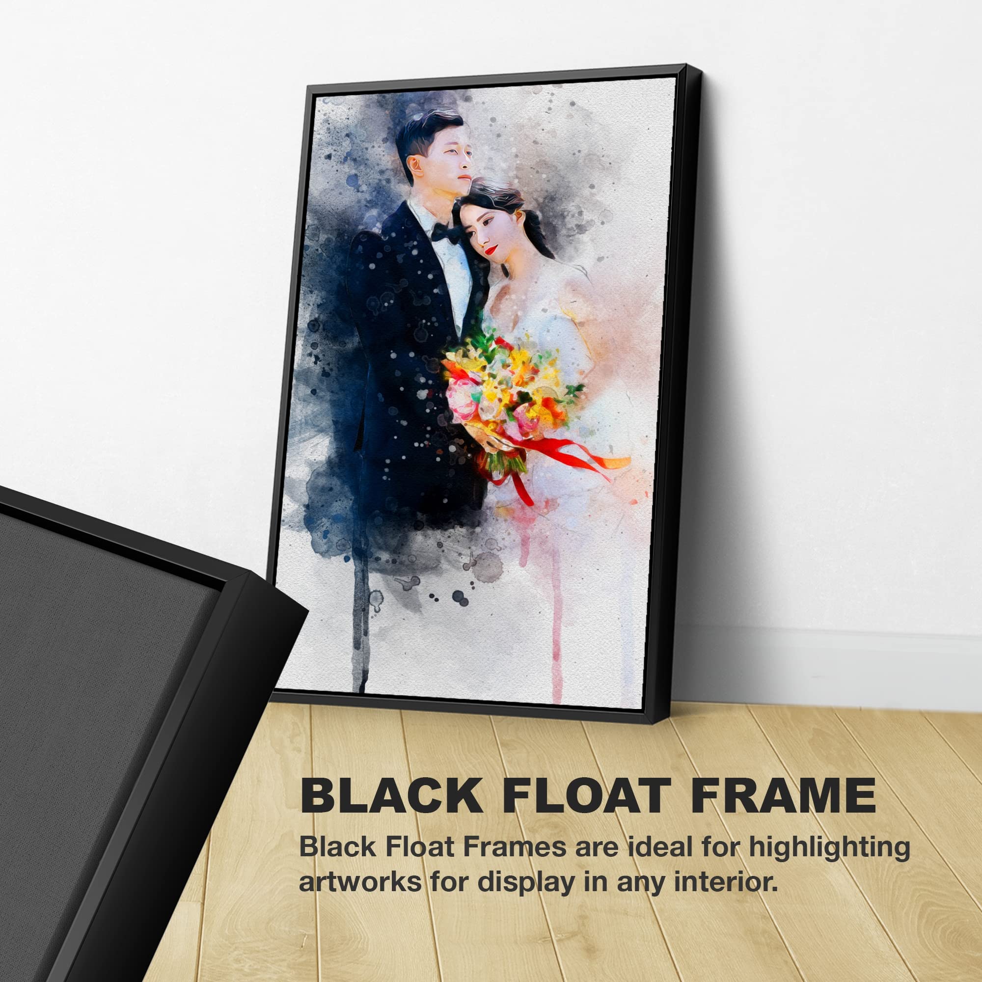 Awesometik Watercolor Portrait Canvas from Photo, Wedding Illustration Print Personalized Artwork Watercolor Art Canvas Art Wall Art