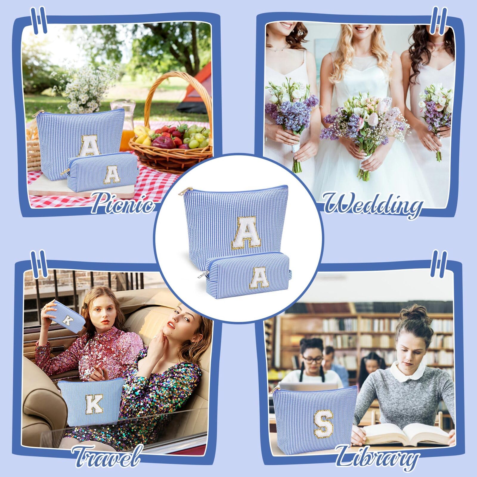 YOOLIFE Personalized Makeup Bag for Women, Initial Make Up Bag Travel Makeup Bag for Women Mom Birthday Gifts Cosmetic Bag Makeup Bag Birthday Gifts for Women Niece Gifts Teen Girl Gift for Her E