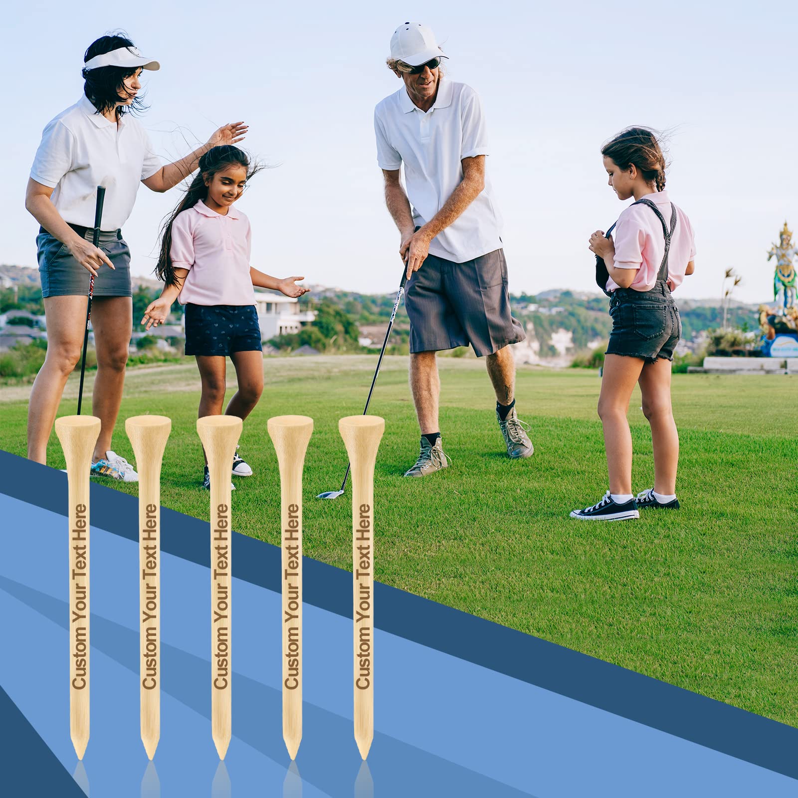 50-500 PCS Personalized Golf Tees in A Pouch, Custom Golf Tees Bulk with Your Name, Text, Logo, Wood Golf Tees 3 1/4" Inch Size, Personalized Golf Gift, and Party Favors