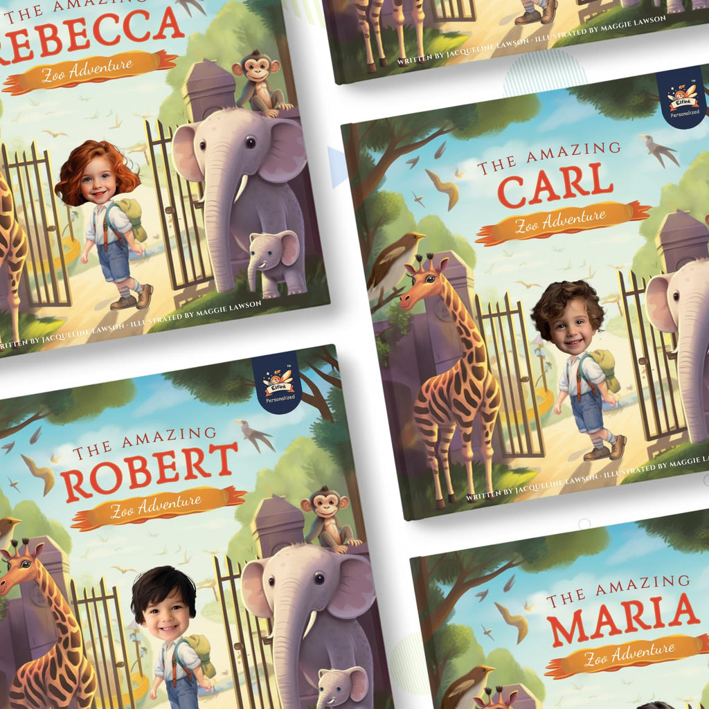 Personalized Children Story Book - Amazing Zoo Adventure - Customized Name & Photo - Baby Gifts - Kids Engaging Story - Elfink (Soft Cover)