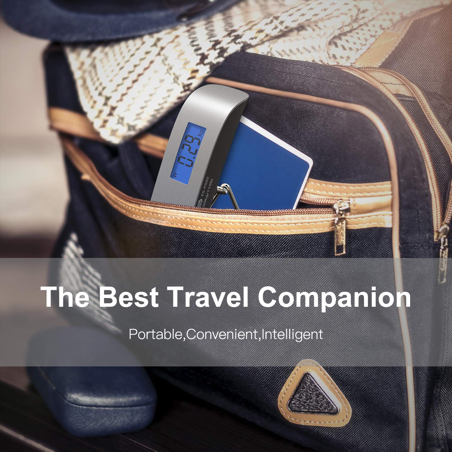 Luggage Scale, Dr.meter Travel Essentials Backlight LCD Display 110lb/50kg Luggage Weight Scale for Travel Accessories Portable Handheld Scale with Rubber Paint, Temperature Sensor, Battery Included