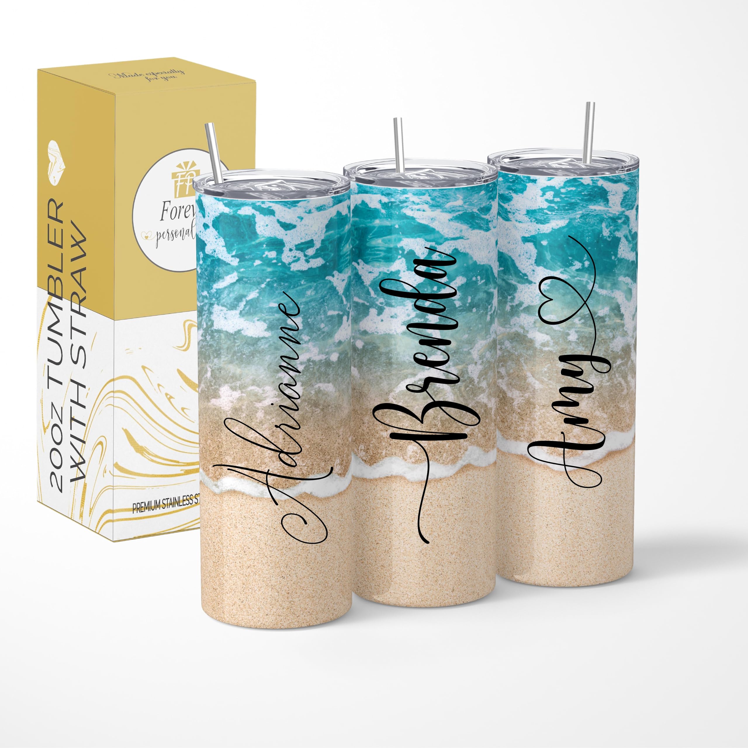 Beach Tumbler | Personalized Tumblers With Name | 20oz Stainless Steel Tumblers | Bridesmaid Gifts | Travel Cup | Custom Tumbler | Personalized Gifts | Beach | Custom Cups