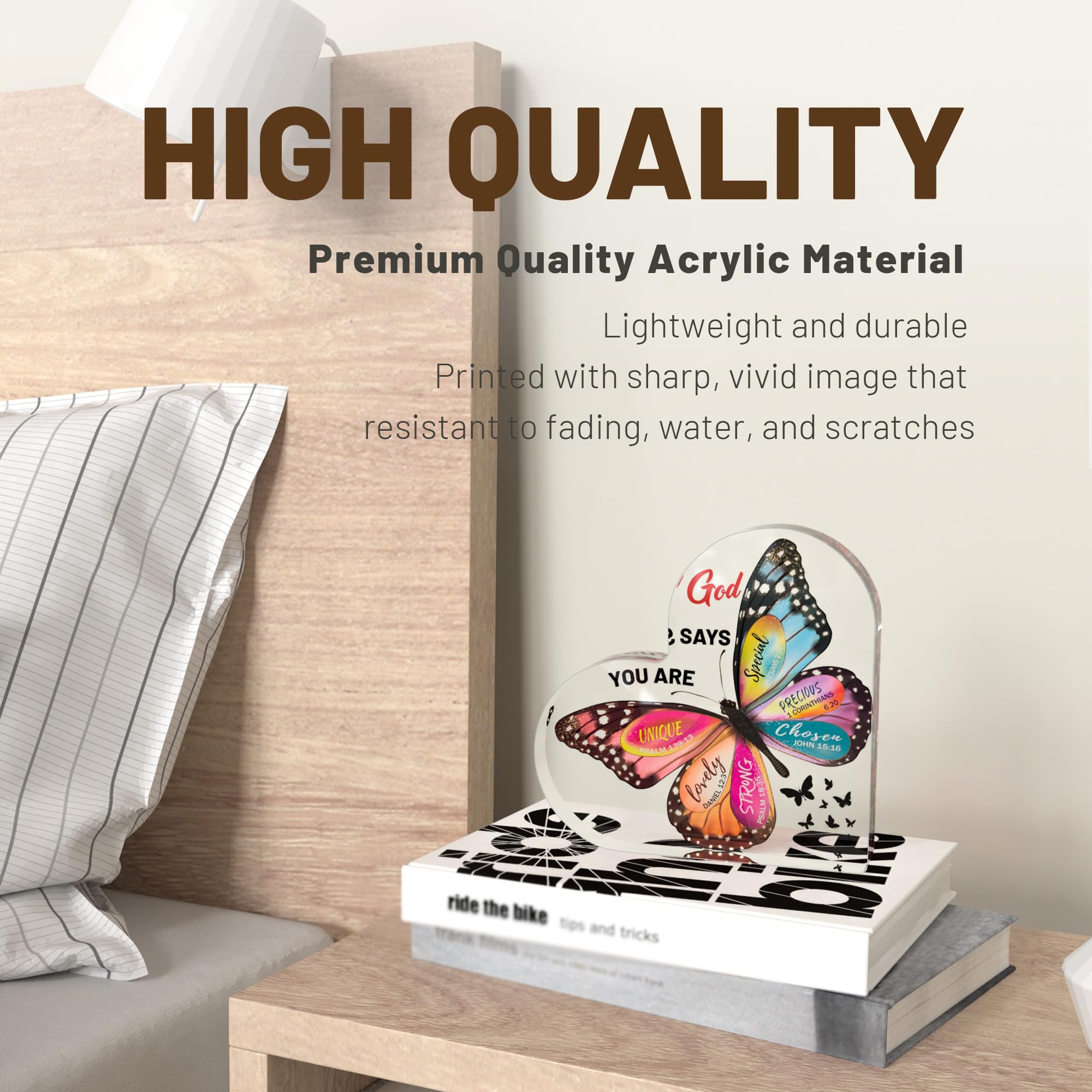 Christian Gifts for Women Birthday, Butterfly Inspirational Gifts for Friends, Religious Spiritual Gifts for Her Mom Girl Female Coworker Sister Christian Home Decorative Signs