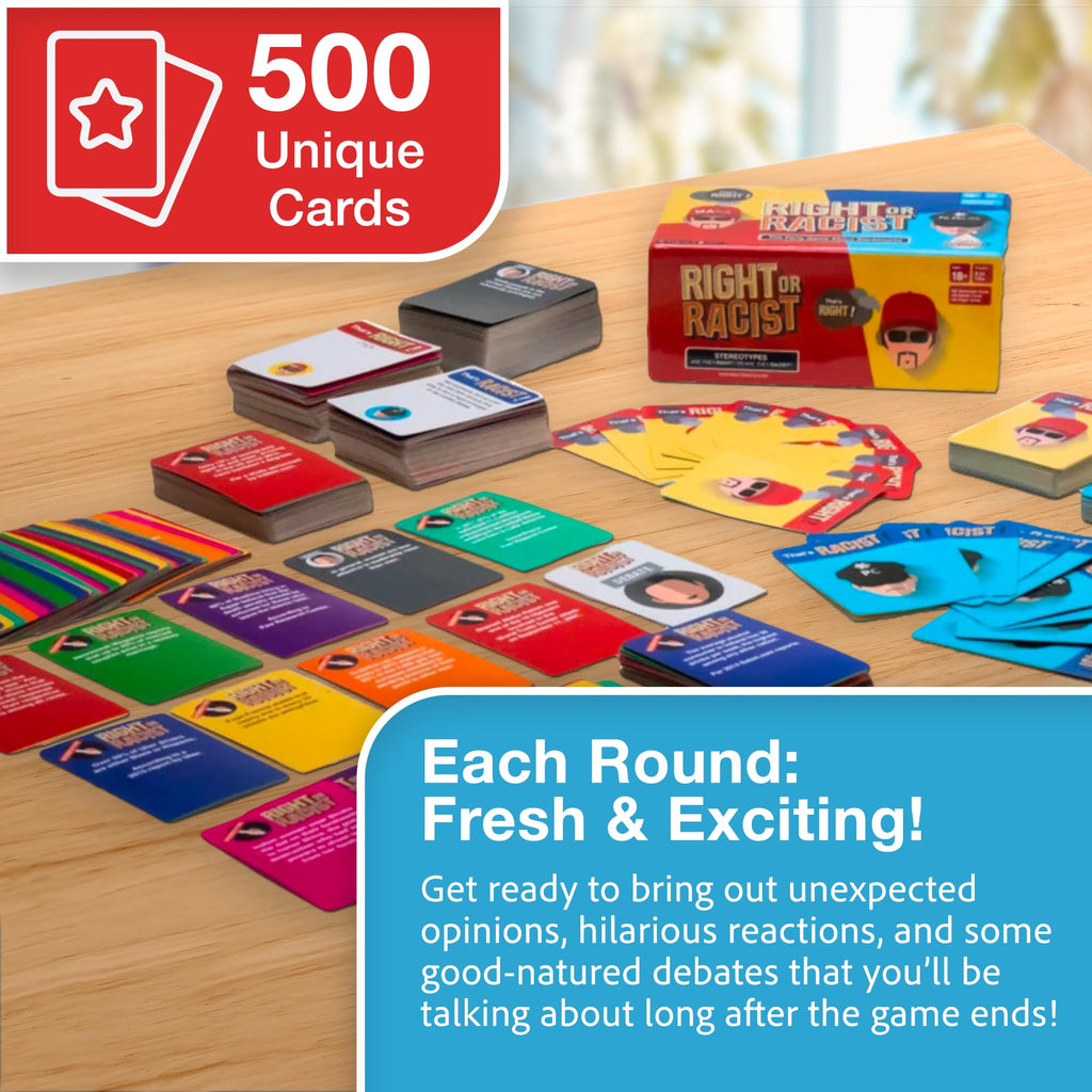 Right or Racist Card Game, Gag Gift with Hundreds of Trivia and Debate Cards, Funny Gag Gifts for Secret Santa or White Elephant, Games for Men and Women, 3 to 10+ Players