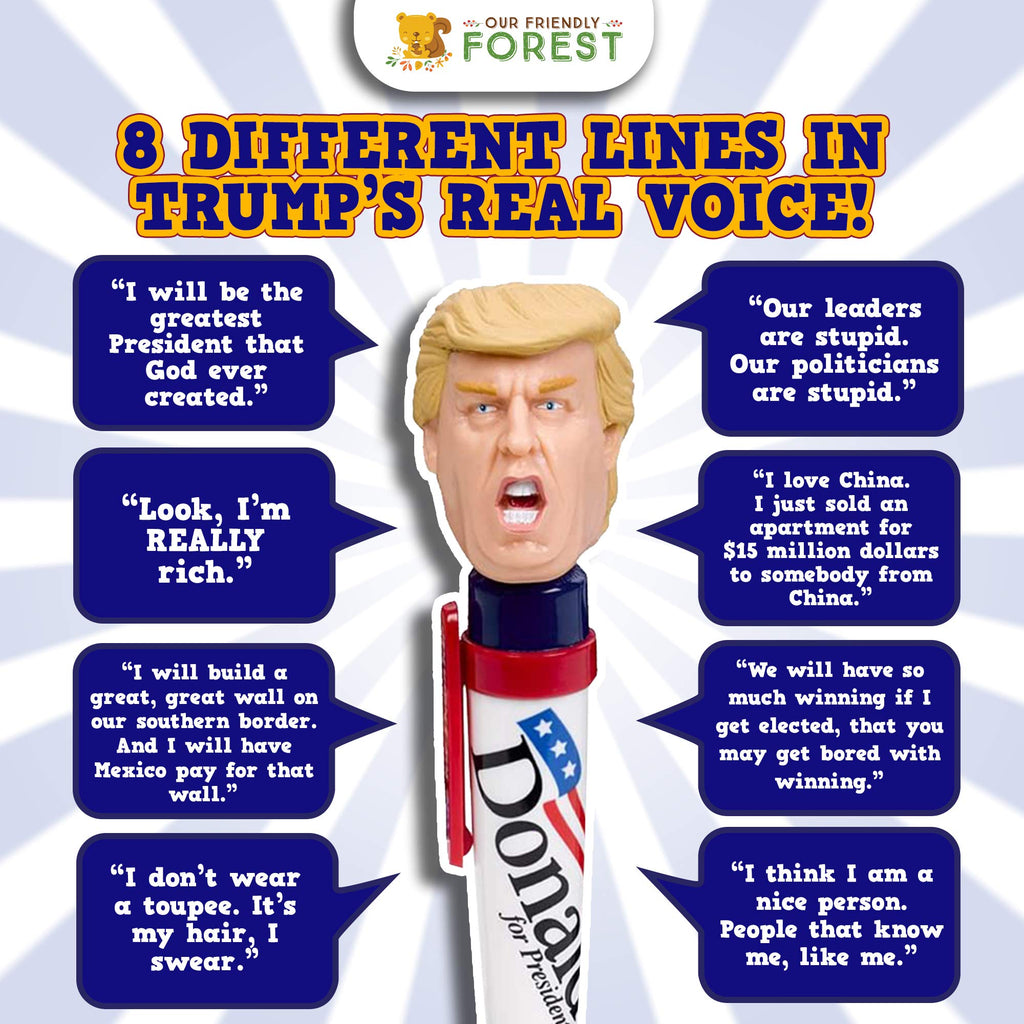 OUR FRIENDLY FOREST Talking Donald Trump Pen - Collectible Edition - Multiple Authentic Voice Recordings - Patriotic Desktop Memorabilia, Republican Present for Fathers