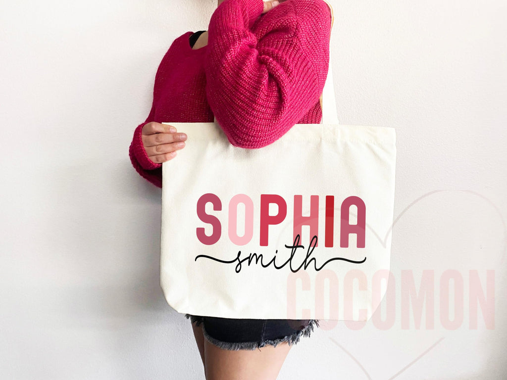 Personalized Custom Name Tote Bag - Custom Tote Shopper - Premium Canvas, Reusable, Eco-Friendly - Ideal Gift for Women, Bridesmaids, Teachers, Nurses - Customizable (Tote Bag Only)