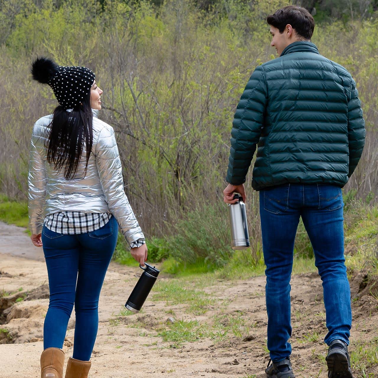 LaserGram Personalized Water Bottle, Basketball Ball, Stainless Steel Double Wall Vacuum Insulated with Flip Top Straw, Custom Engraved Gift (20oz / 590ml Black)