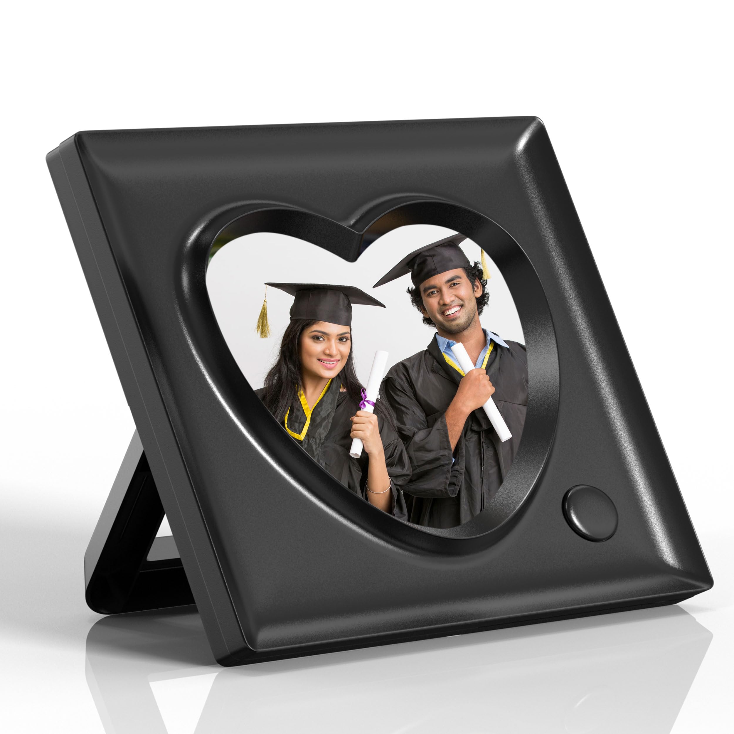 KWANWA Picture Frame Personalized Voice 20S Recordable, 3.9x3.9 Love Heart Shape Gifts for Graduation, Christmas, Birthday, Wedding, Photo Frame for Tabletop Desk Bookshelf Office Home