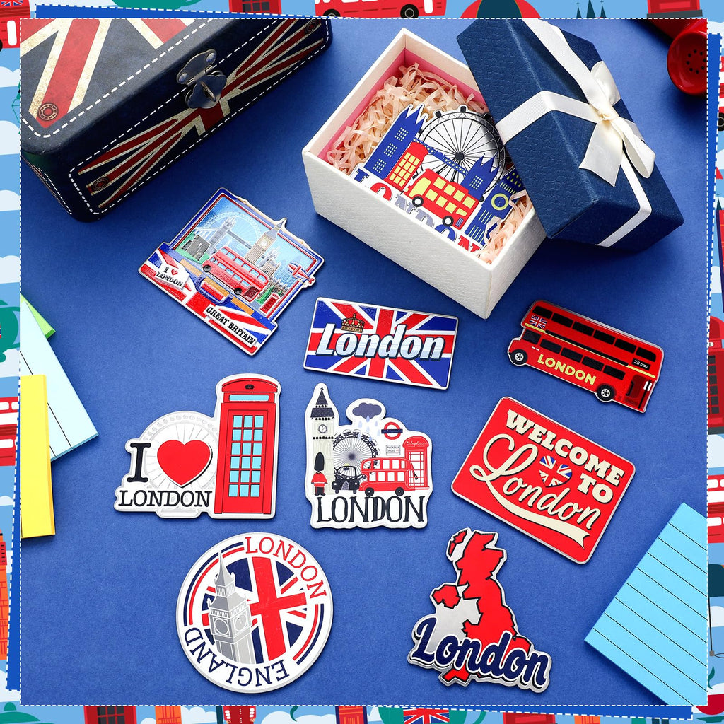 Tellegloww 18 Pcs London Fridge Magnet Magnetic Refrigerator Stickers Metal Magnet London Souvenirs Gifts Refrigerator Magnets Home Decoration Accessories