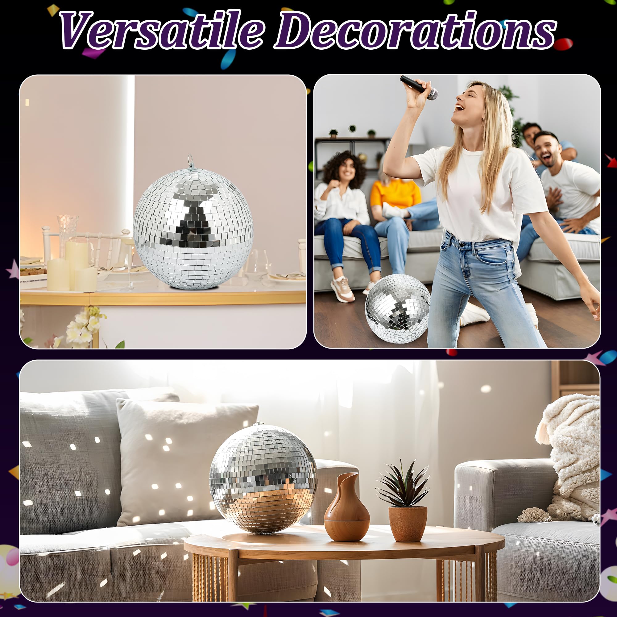 NuLink Disco Ball 12" Disco Ball Decor Hanging Disco Ball Mirror Ball for Party Decoration Wedding Home