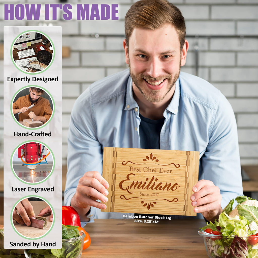 Tayfus Personalized & Monogrammed Cutting Boards, Handmade Custom Wood Serving Board, Christmas Gifts for Women and Men, Gifts for Christmas, Wedding and Anniversary, Housewarming Gift For Couples