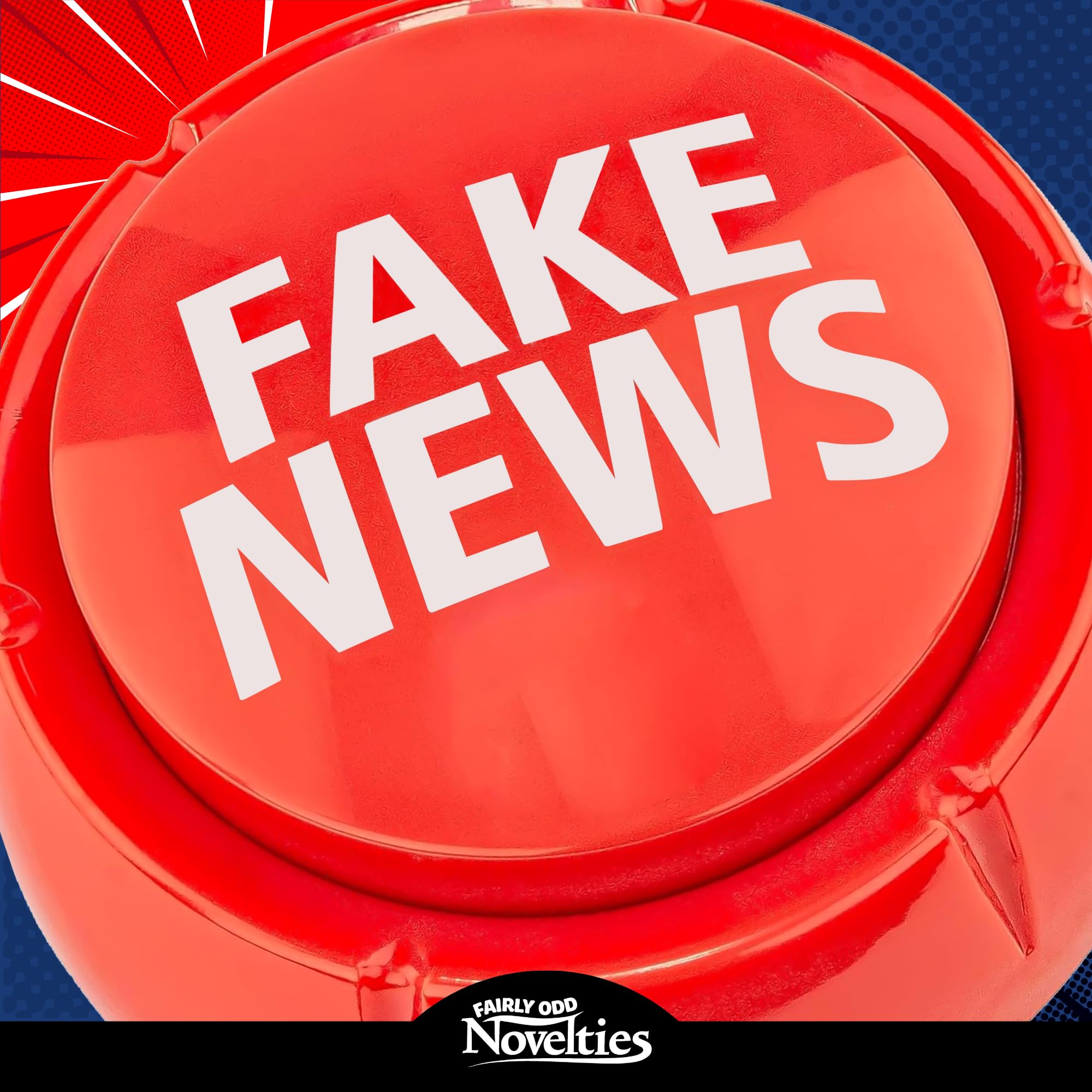 Fairly Odd Novelties Trumped Up Fake News Button - 7 Hilarious Donald Trump Sayings for Political Humor - Red, A Must-Have for Parties and Office Fun!