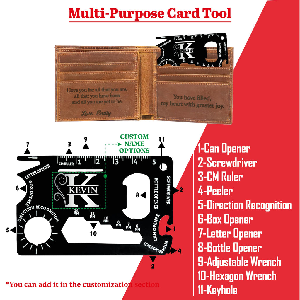 Personalized Wallet for Men, Custom Wallets for Men, Birthday Gifts for Men, Customized Monogram Wallet for Men, Son, Grandpa, and Boyfriend, Wedding, Anniversary, Graduate