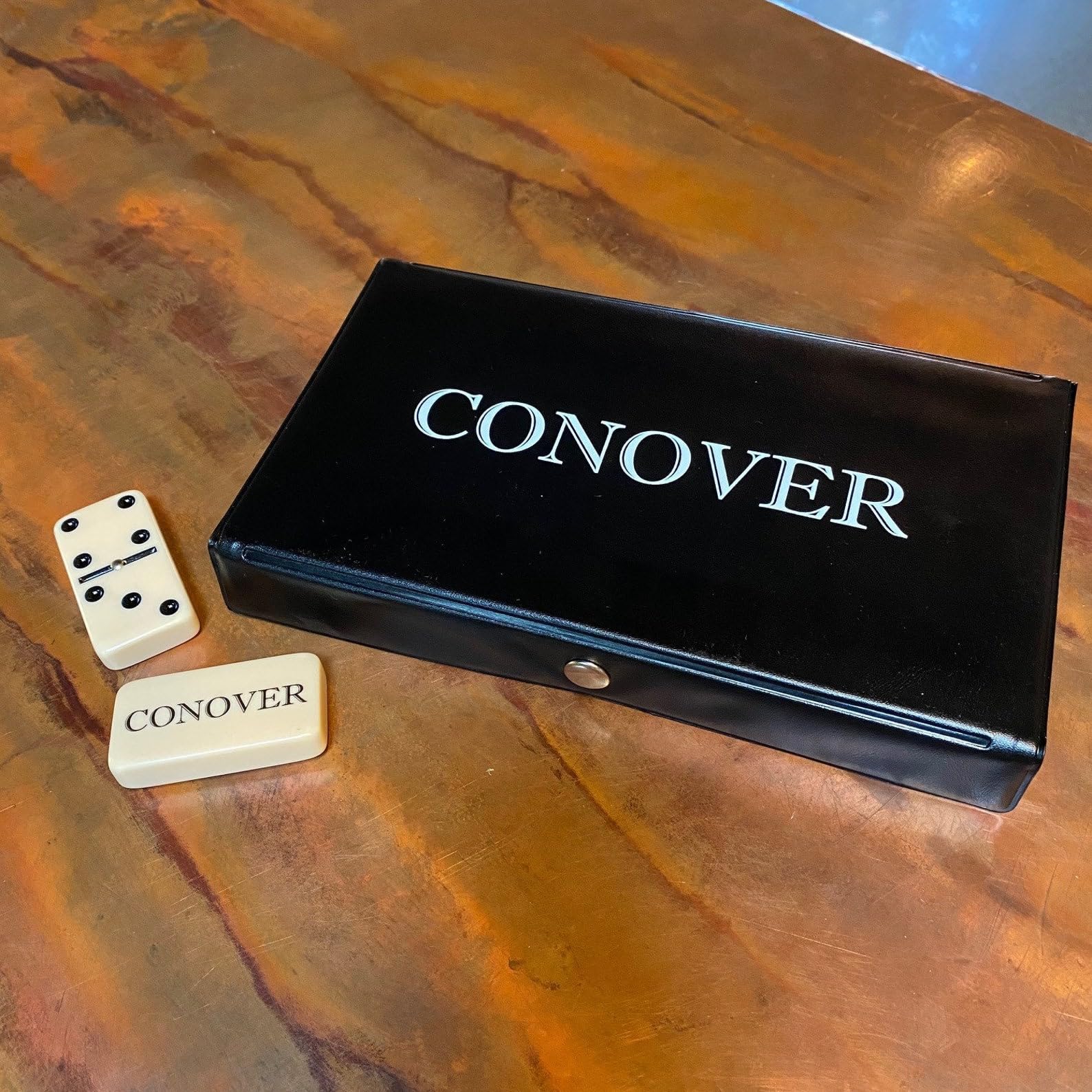 WE Games Personalized Double 6 Domino Set with Spinners in Vinyl Case, Dominoes Set for Adults, Customized Gifts