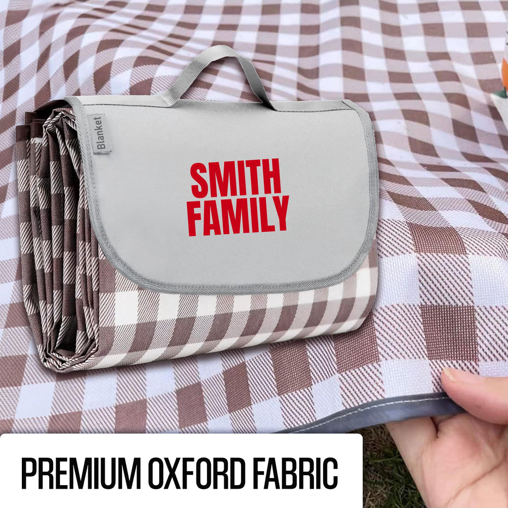 Personalized Extra Large Picnic Blanket - Customized Outdoor Beach Blanket Waterproof Sandproof Portable Blankets - Foldable and Lightweight Mat for Camping, Park, Hiking, Patio