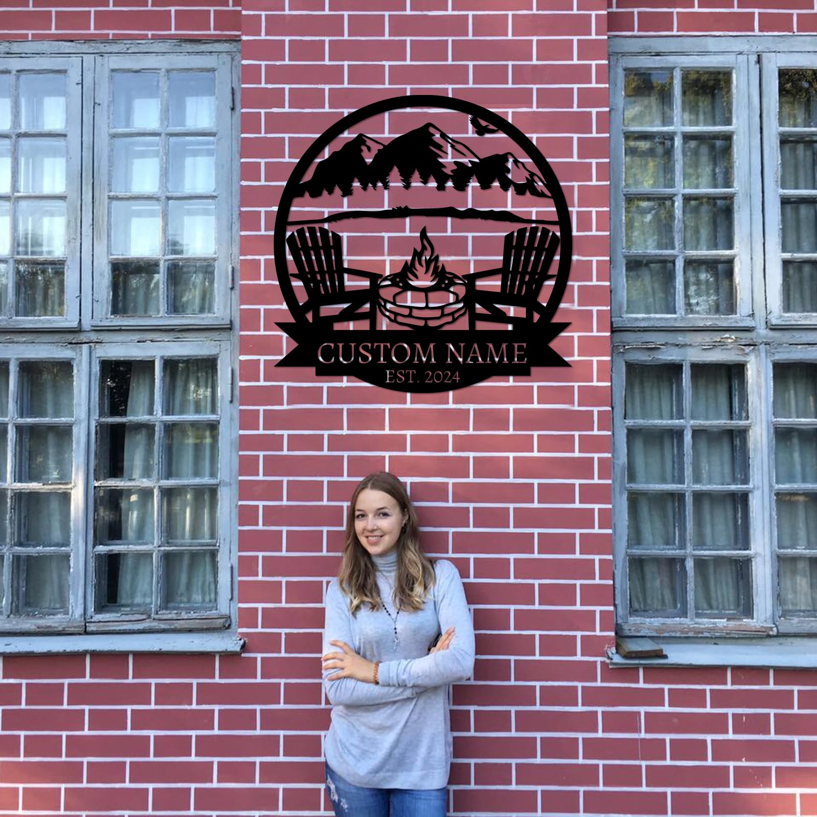 Dyoart Personalized Camping Signs | Custom Metal Sign | Custom Mountain Campfire Sign | Custom Signs Outdoor Metal | Family Name Sign | Personalized Campfire Name Sign | Metal Wall Art | Camping Signs