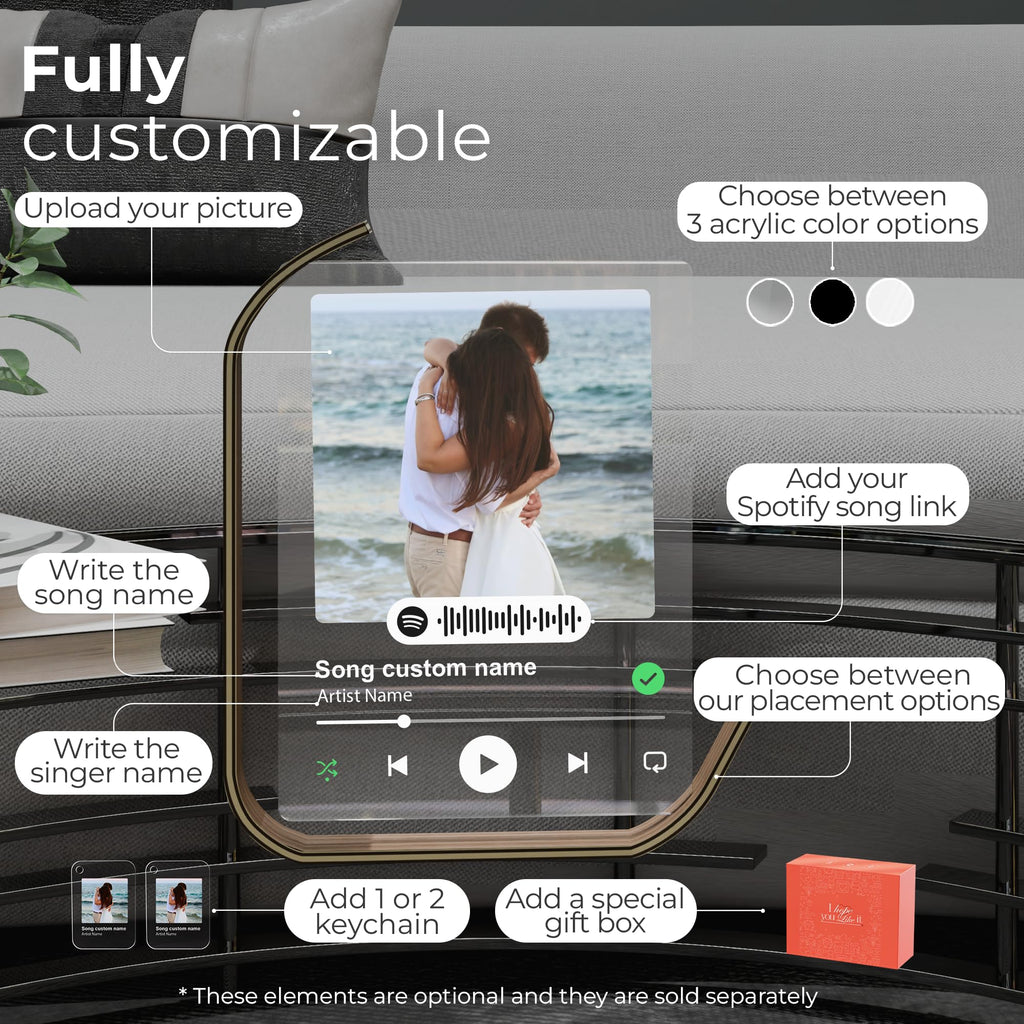 EGD Custom Spotify Plaque Gifts for Women | Choose Your Photo & Song for Valentines Day Gifts for Her Him | Valentines Day Gifts for Girlfriend Boyfriend | Customized Gifts for Couples | Multi-Size