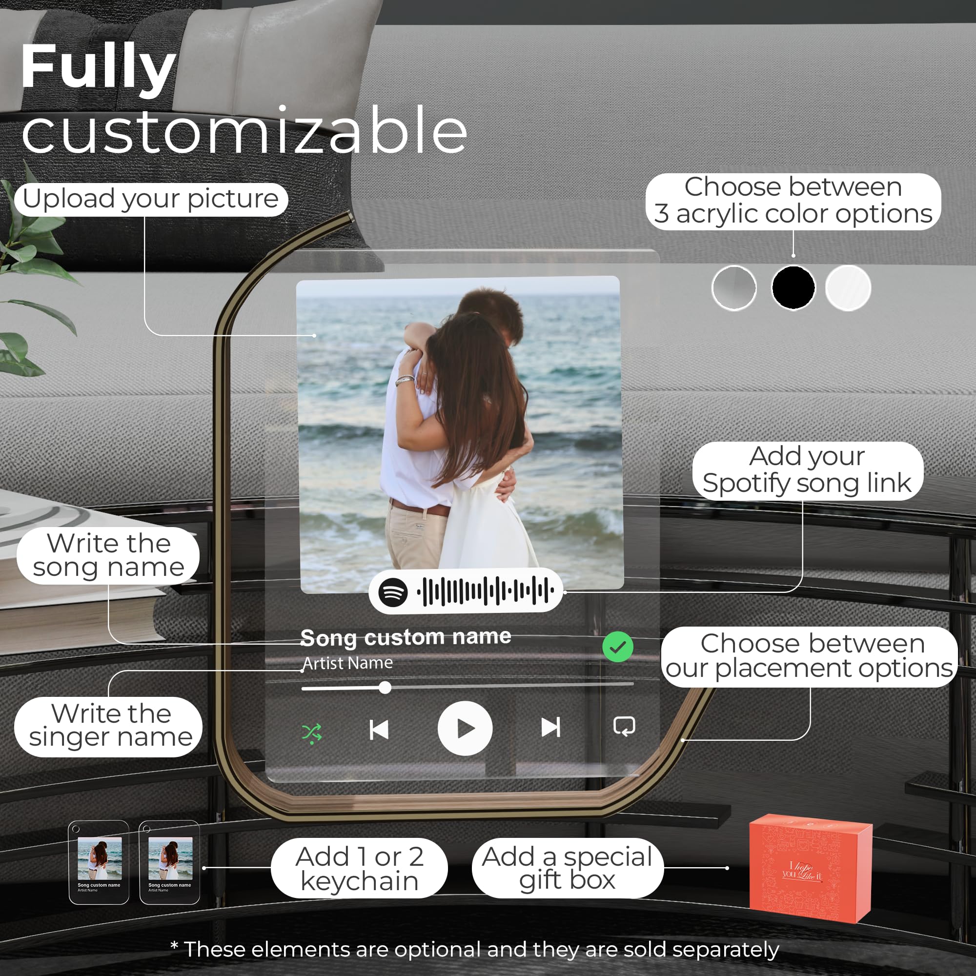 EGD Custom Spotify Plaque Gifts for Women | Choose Your Photo & Song for Valentines Day Gifts for Her Him | Valentines Day Gifts for Girlfriend Boyfriend | Customized Gifts for Couples | Multi-Size