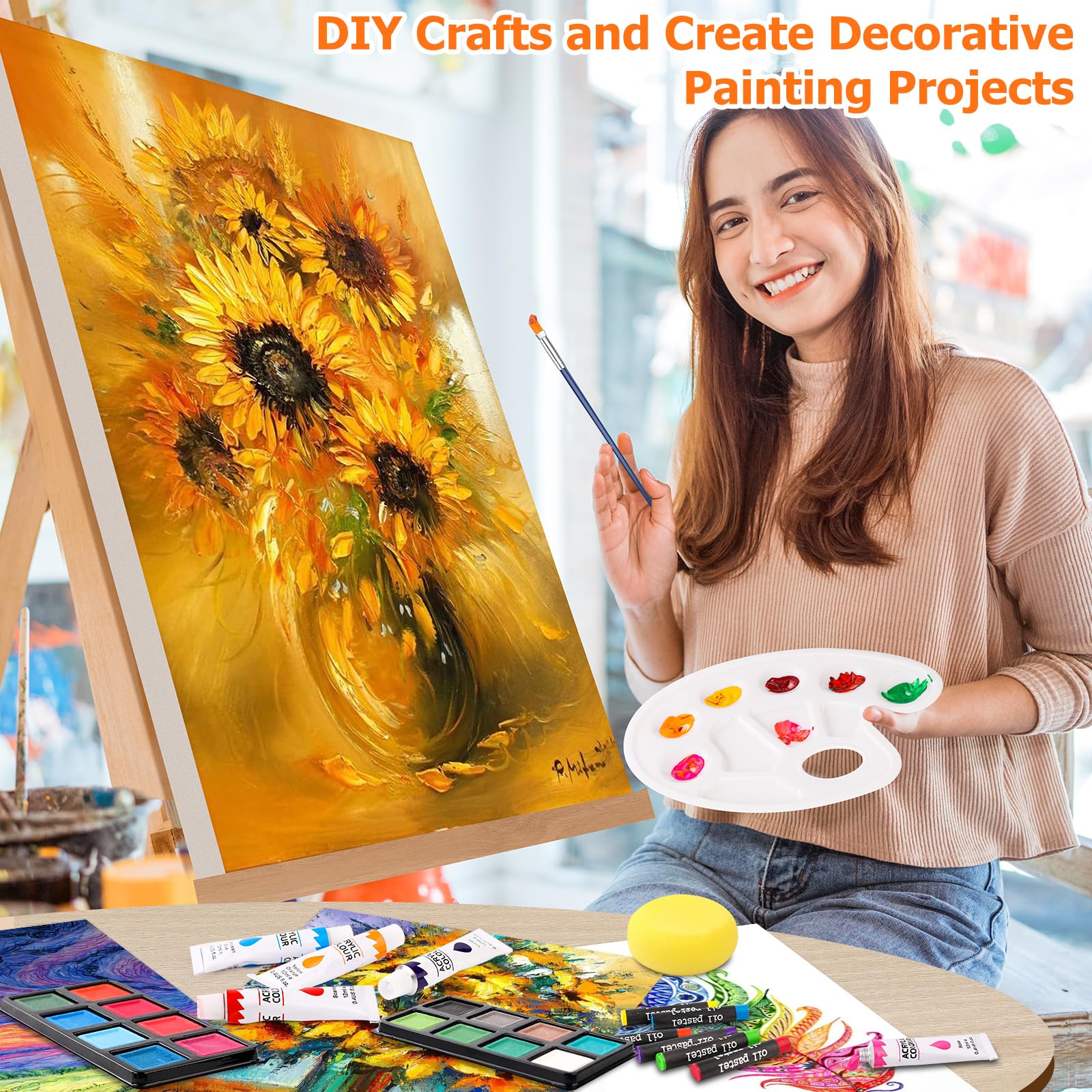 Soucolor Art Supplies, 192-Pack Deluxe Art Set Drawing Painting Supplies Kit with Acrylic Pad, Watercolor Pad, Sketch Book, Canvases, Acrylic Paint, Crayons, Pencils, Gifts for Artist Adults Teen Kids