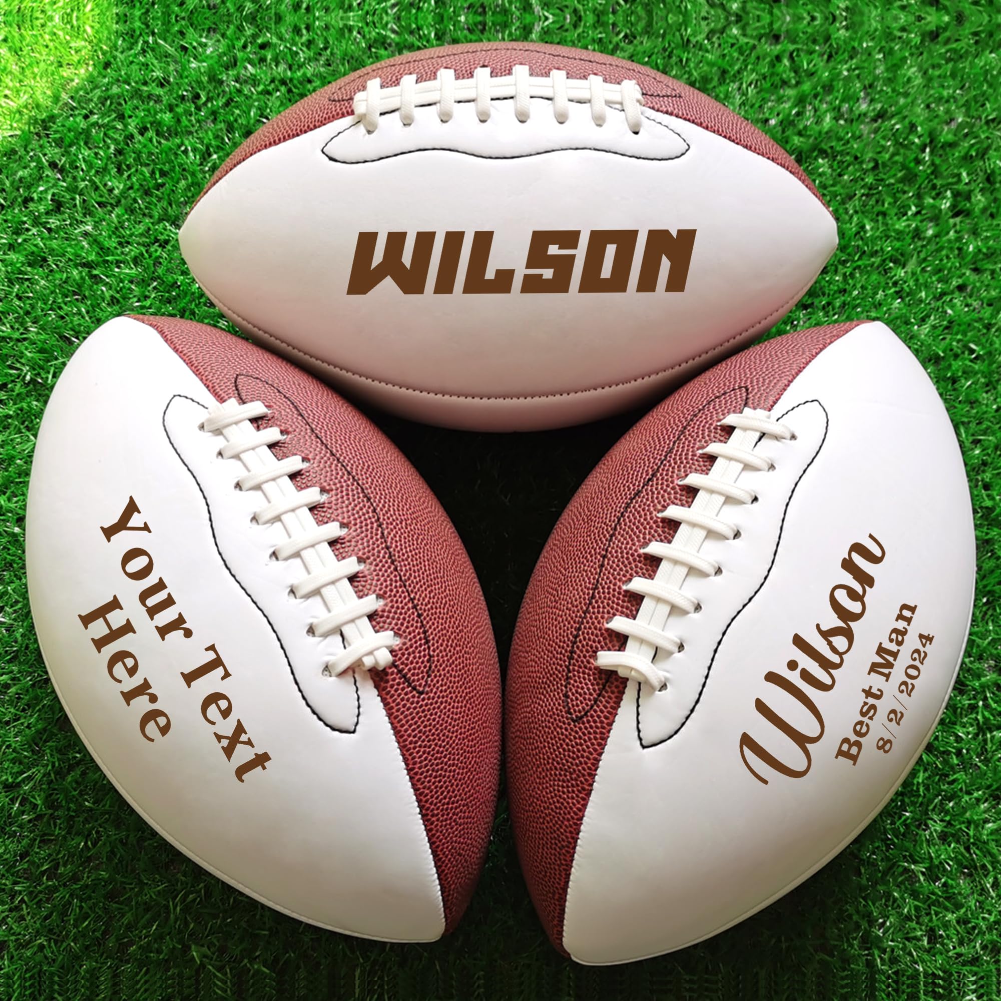 EDSG Personalized Custom Football High School Football Junior Football Full 12-Inch Football Gifts for Coach Dad Football Fan Groomsmen Birthday Graduation Gifts for Son Grandson (Design 3)