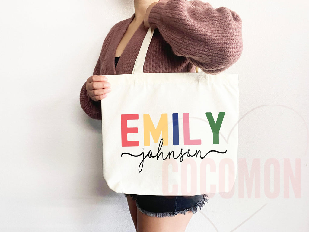 Personalized Custom Name Tote Bag - Custom Tote Shopper - Premium Canvas, Reusable, Eco-Friendly - Ideal Gift for Women, Bridesmaids, Teachers, Nurses - Customizable (Tote Bag Only)