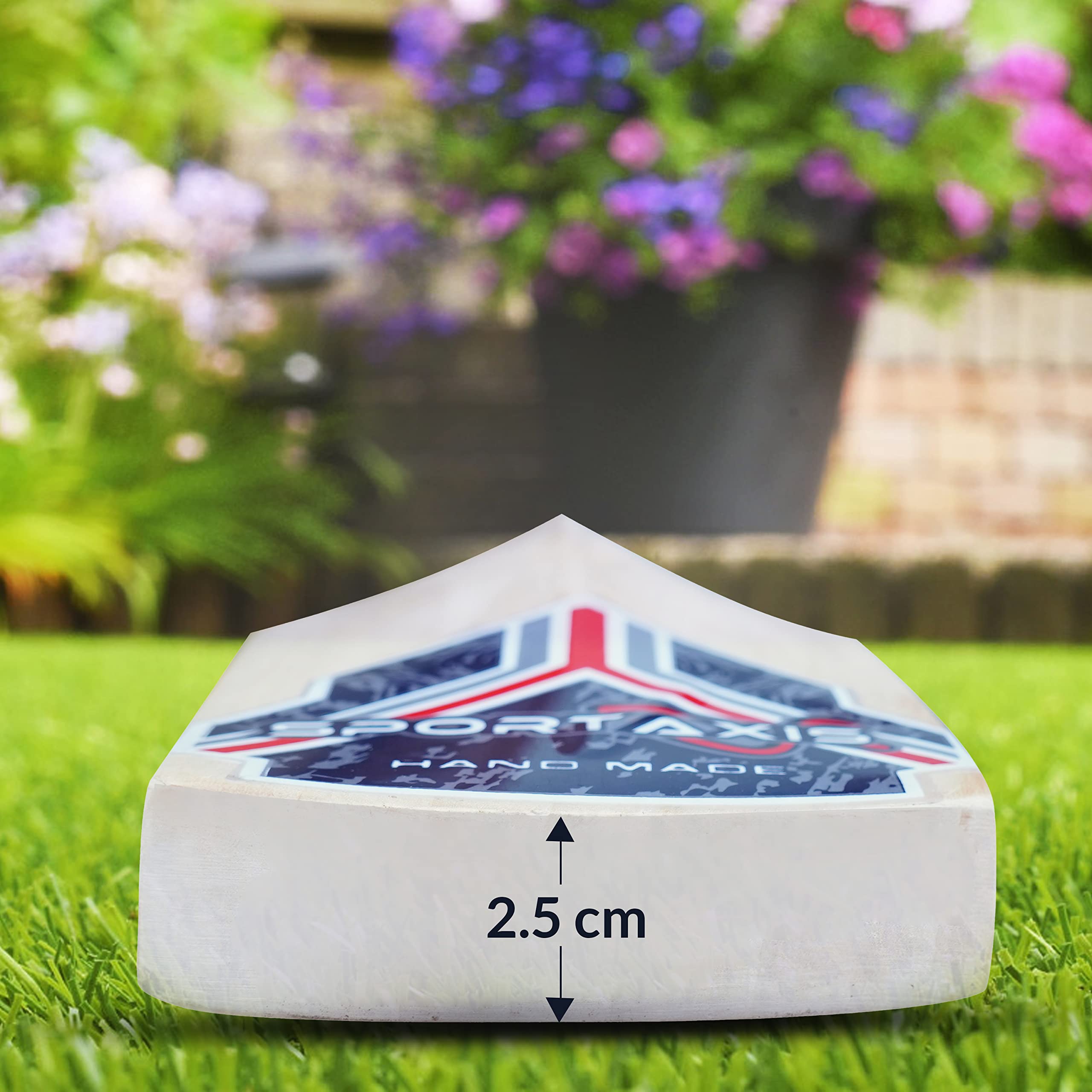 SPORTSAXIS Stunburn Grade 1 Kashmir Willow Cricket Bat - Rubber Grip, Semi Round Bottom - Full Size for Powerful Strikes - Ideal Training - Practice for Home/Club Play/Beach/Backyard Cricket