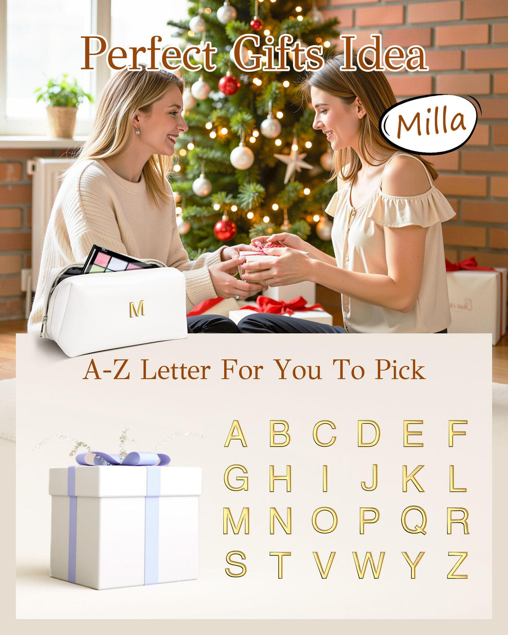 VFMBL Sister Gifts from Sister, Personalized Makeup Bag, Letter Pouch, Open Flat Large Capacity Bag, Sister Birthday Gifts Ideas, Sister Gifts, Sister In Law Gifts, Sister Gifts Bag