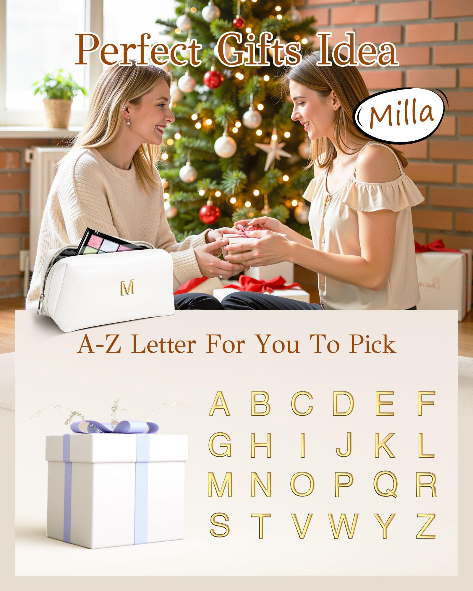 VFMBL Sister Gifts from Sister, Personalized Makeup Bag, Letter Pouch, Open Flat Large Capacity Bag, Sister Birthday Gifts Ideas, Sister Gifts, Sister In Law Gifts, Sister Gifts Bag